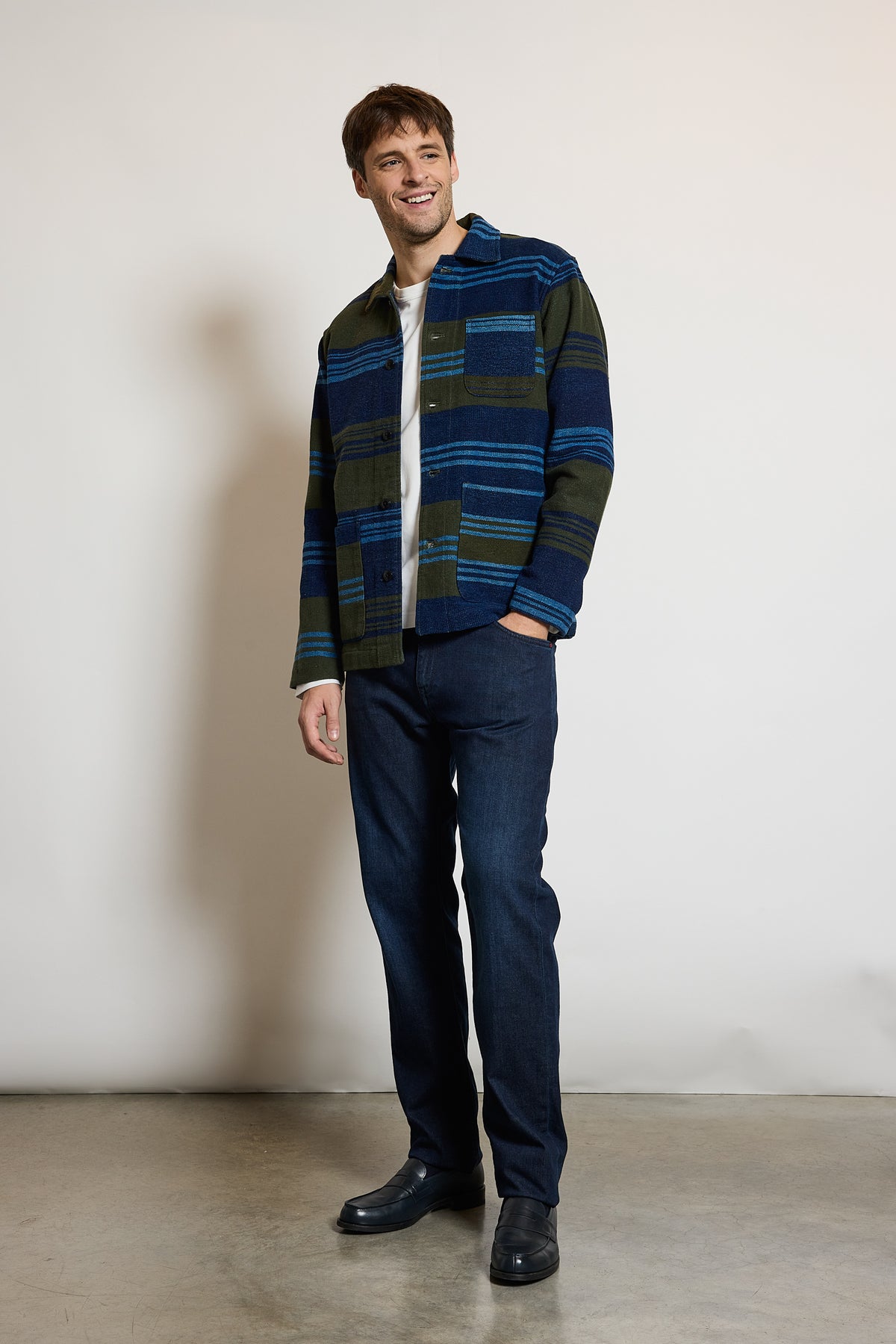 BLOUSON À RAYURES KAKI