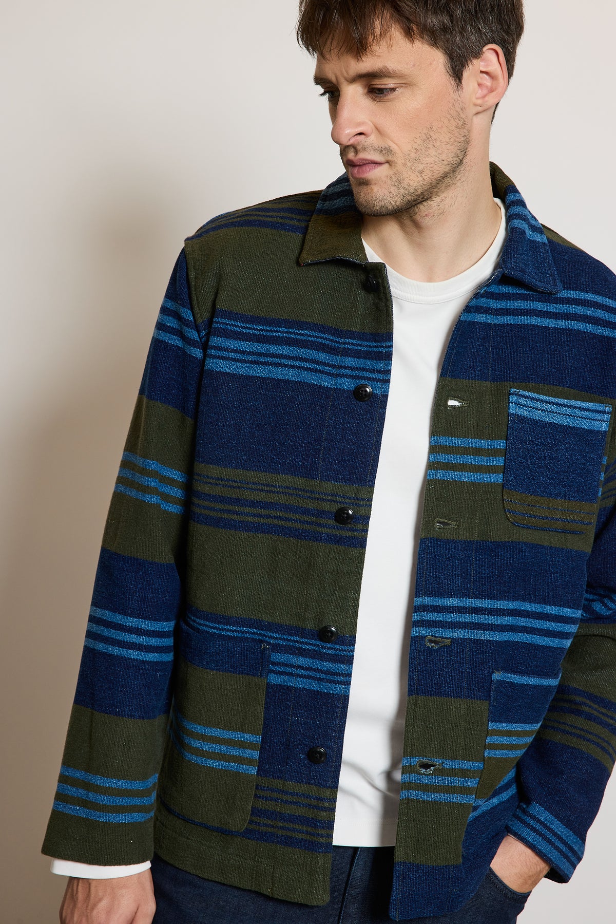 BLOUSON À RAYURES KAKI