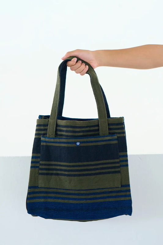 SAC À RAYURES EN COTON KAKI