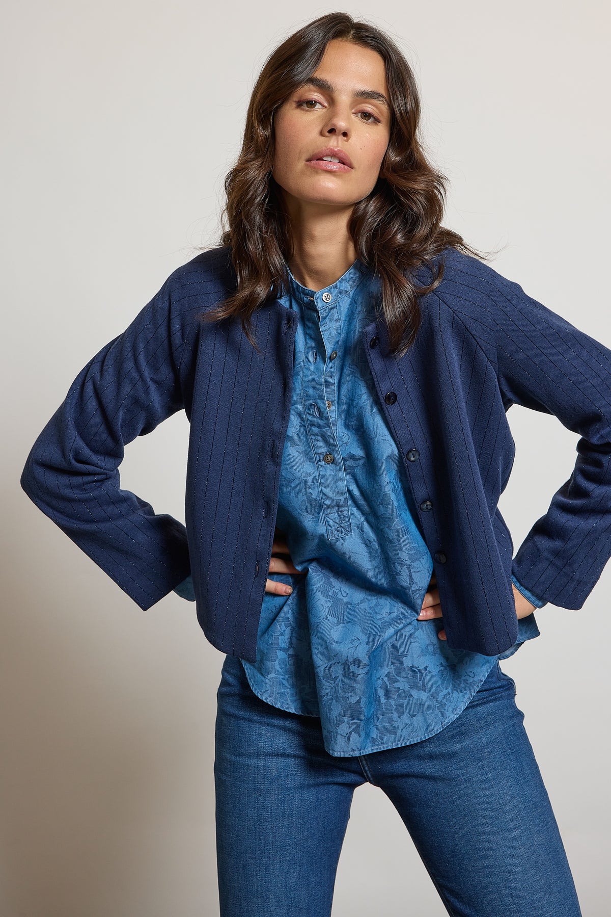 LUREX CARDIGAN BLUE