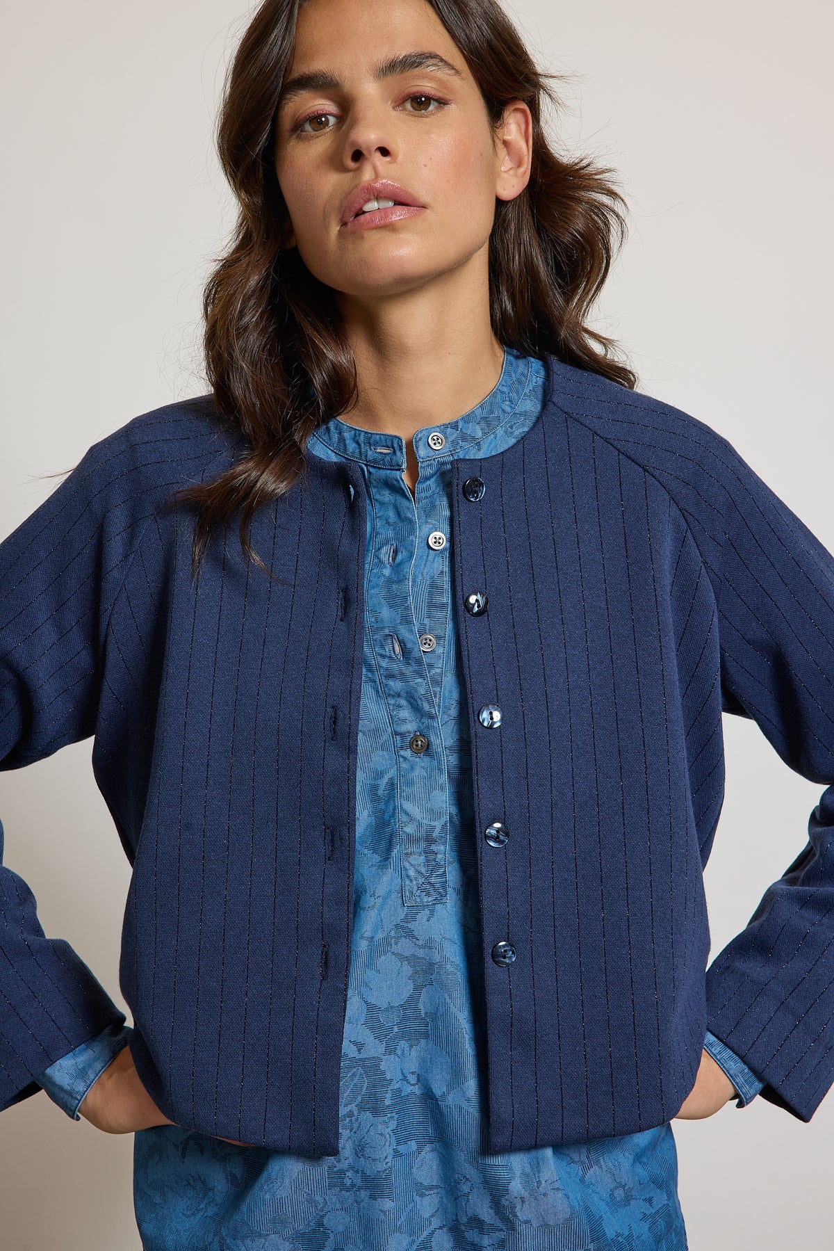 LUREX CARDIGAN BLUE