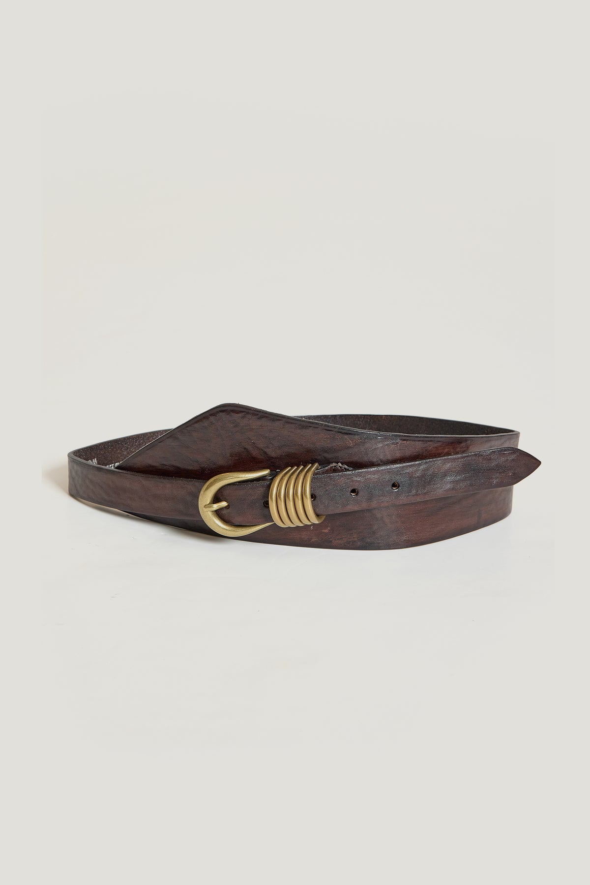 CEINTURE LARGE MULTI BOUCLES CHATAIGNE