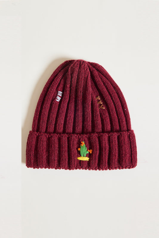 BONNET BRODÉ BORDEAUX
