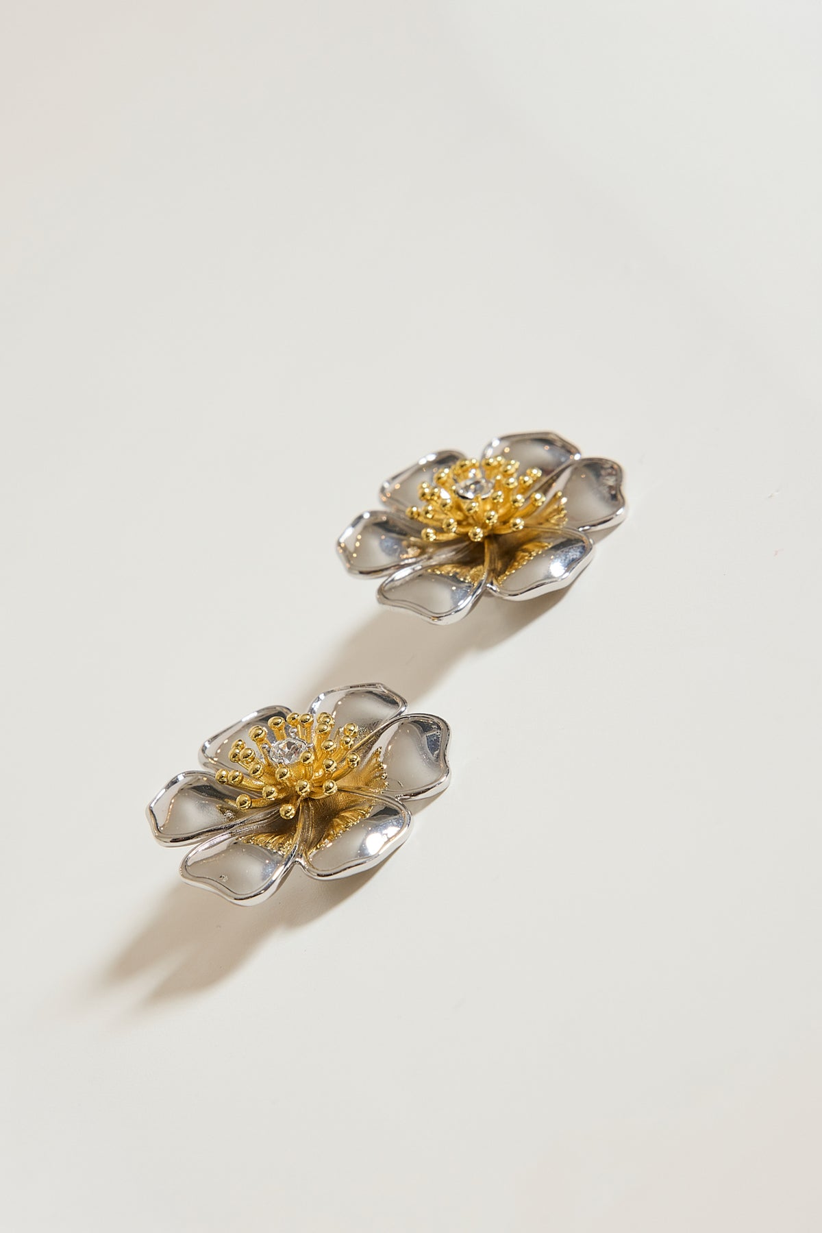 BOUCLE D'OREILLE FLEURS CLIP ARGENT