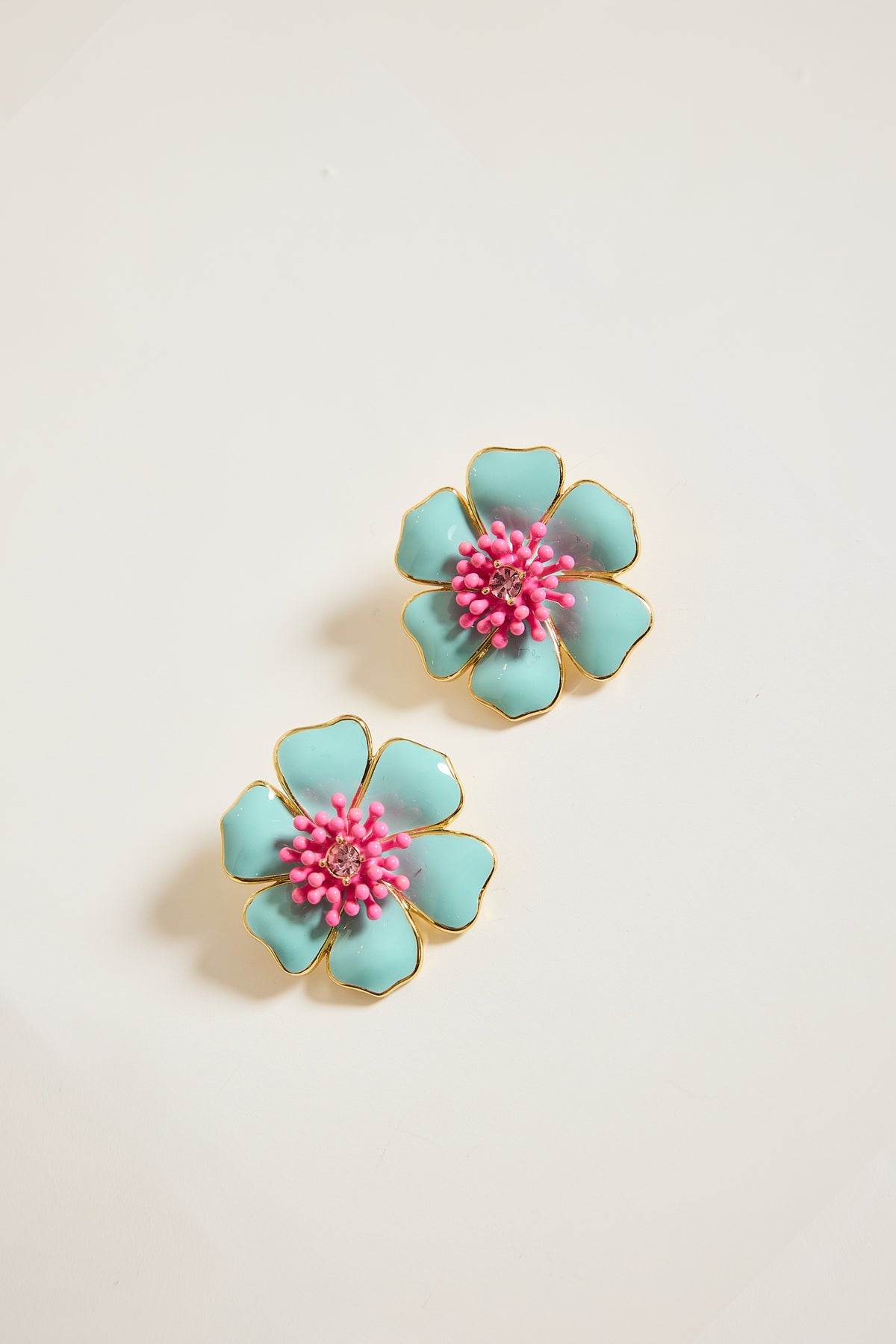 BOUCLE D'OREILLE FLEURS CLIP BLEUES