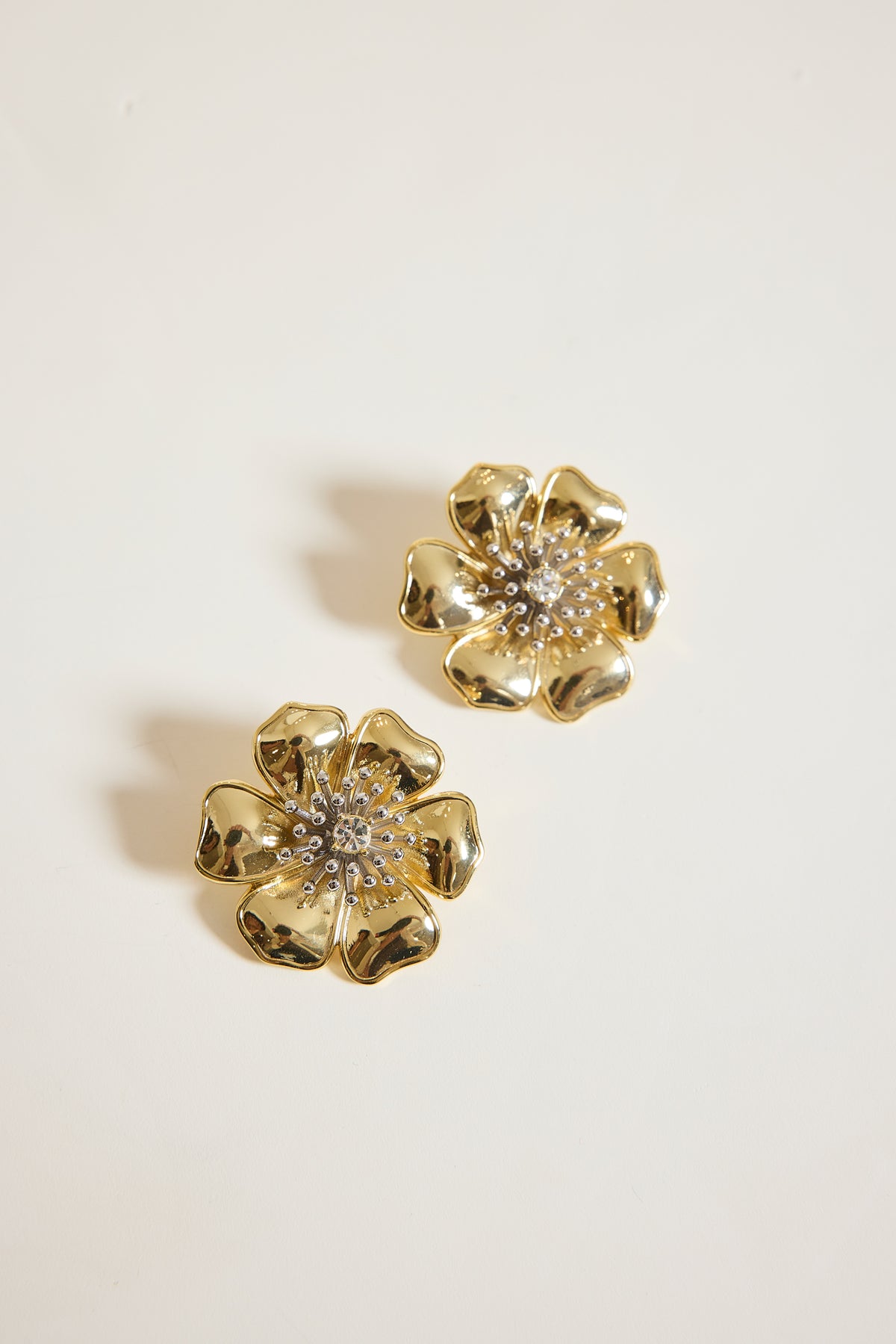 BOUCLE D'OREILLE FLEURS CLIP OR
