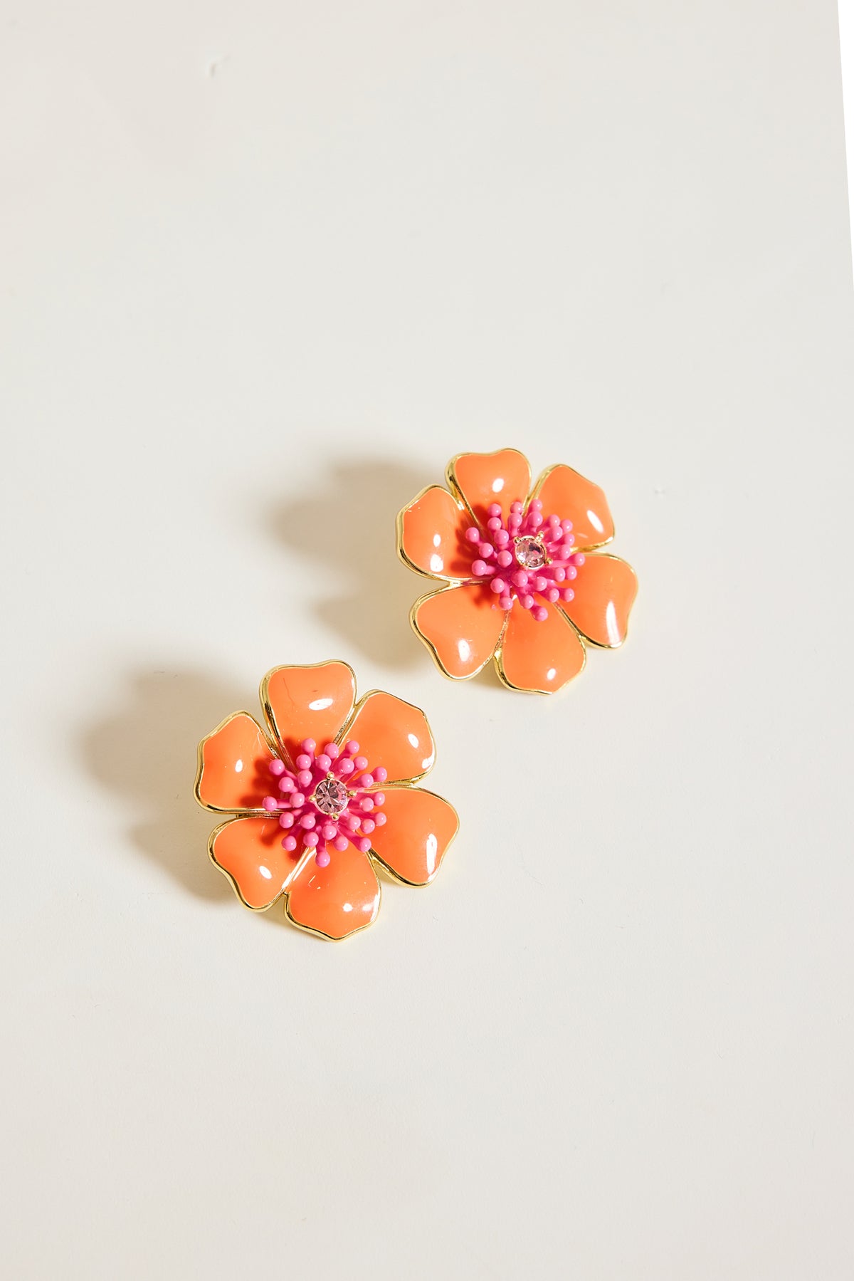 BOUCLE D'OREILLE FLEURS CLIP ORANGE
