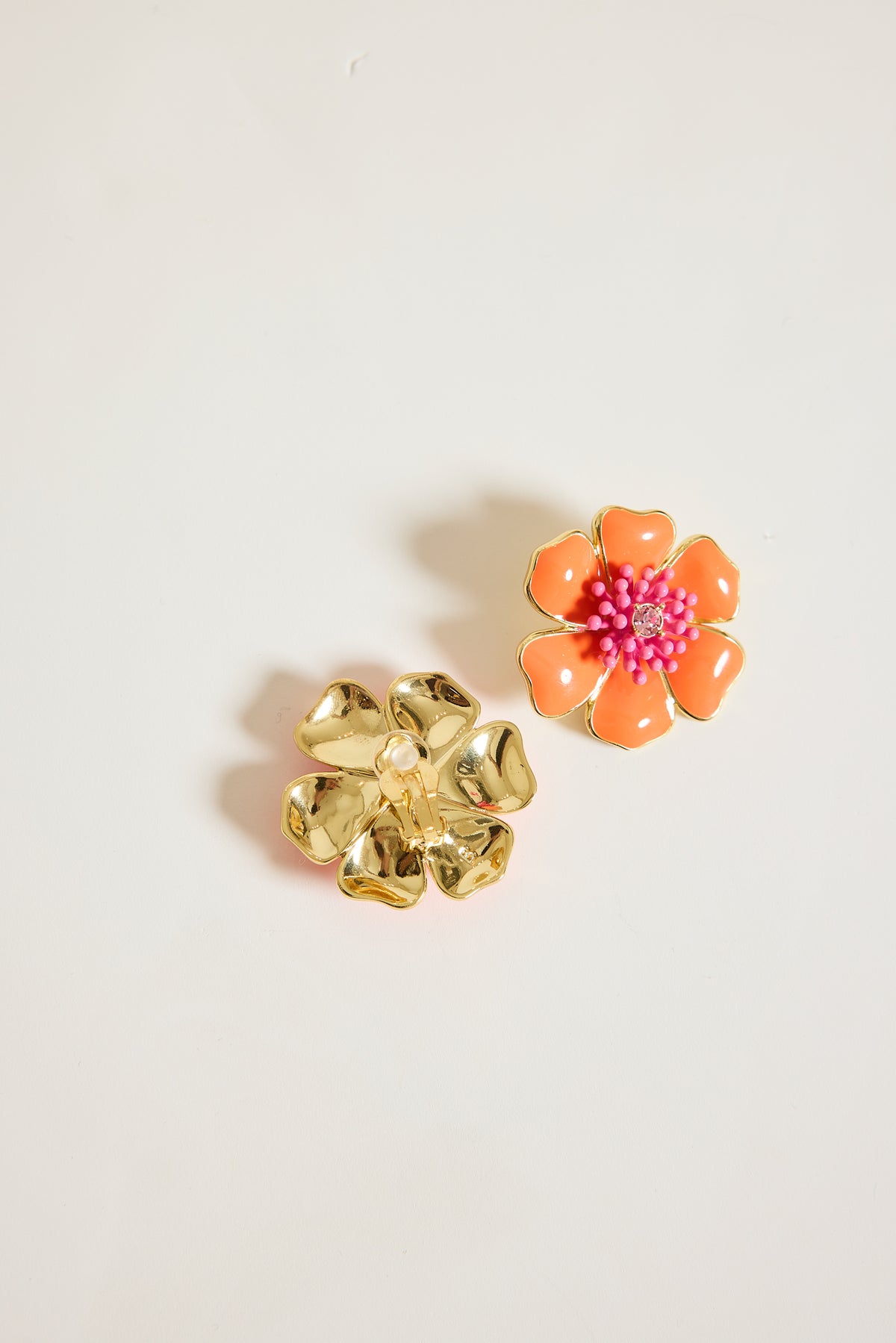 BOUCLE D'OREILLE FLEURS CLIP ORANGE
