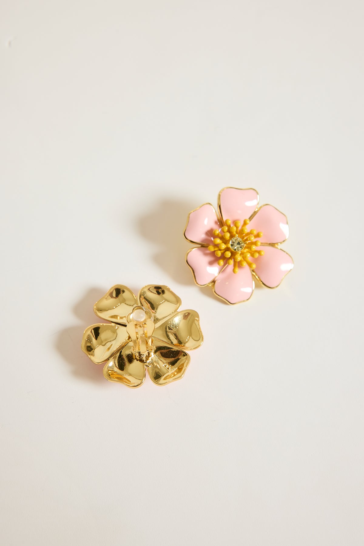 BOUCLE D'OREILLE FLEURS CLIP ROSE