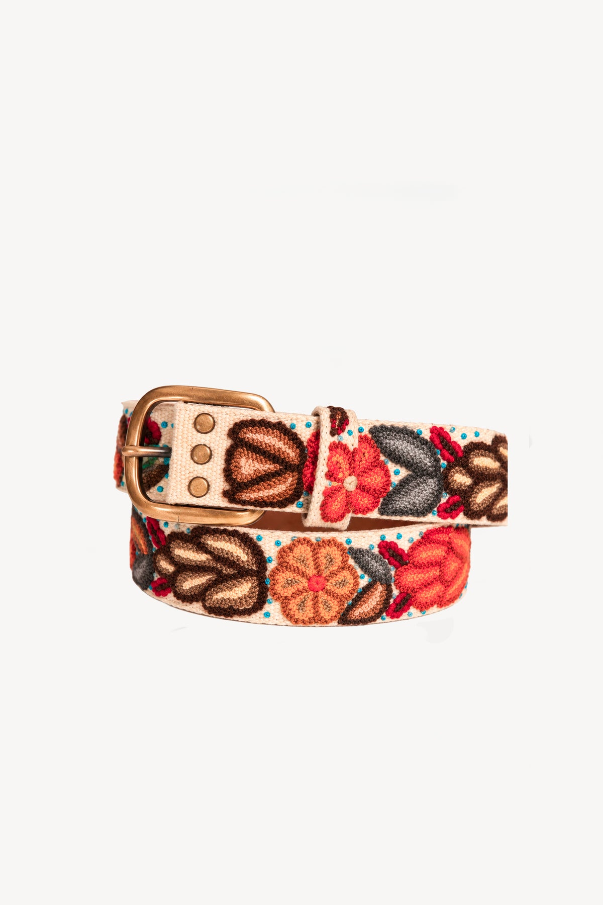 EMBROIDERED BELT CAMEL