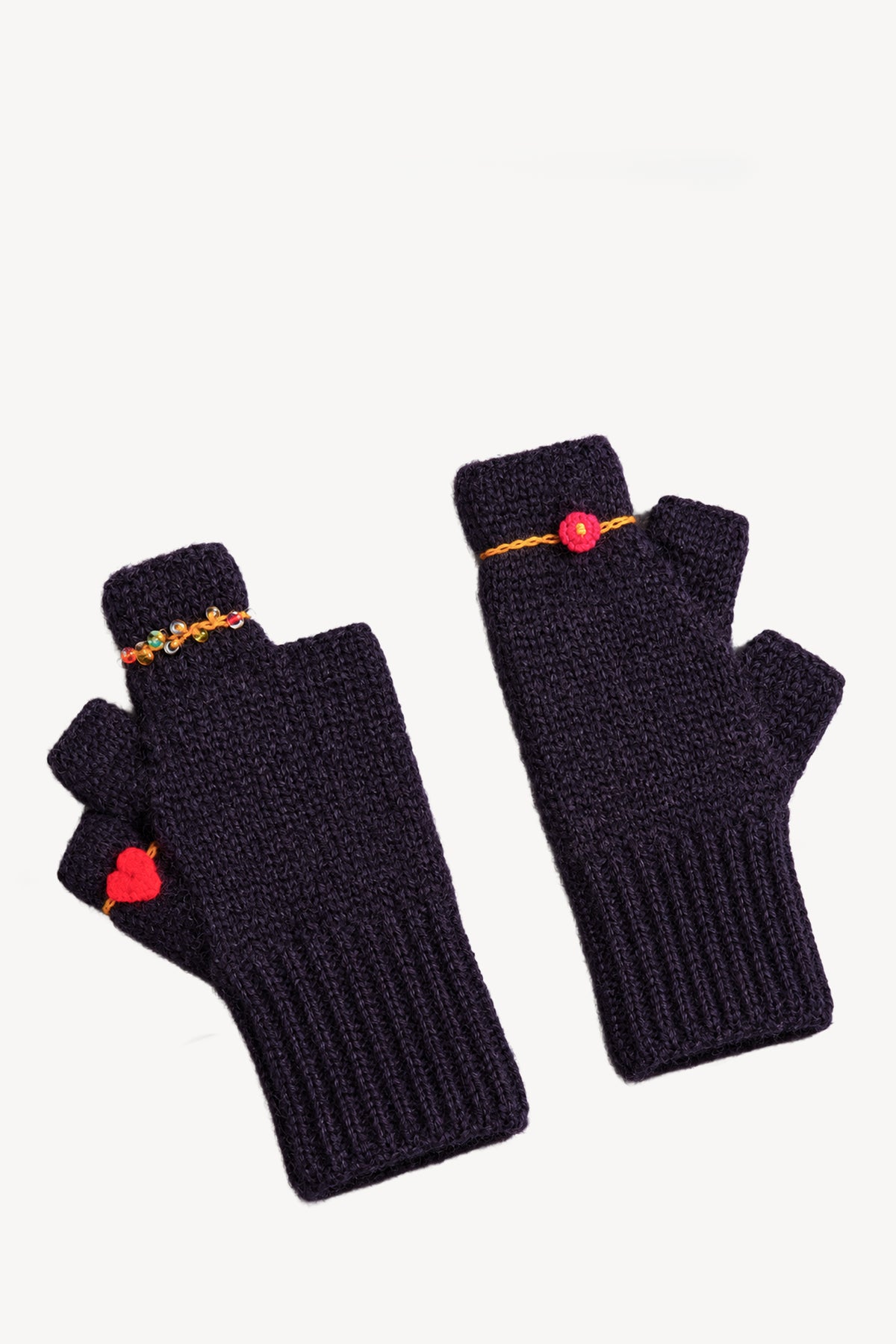 EMBROIDERED RINGS MITTENS NAVY