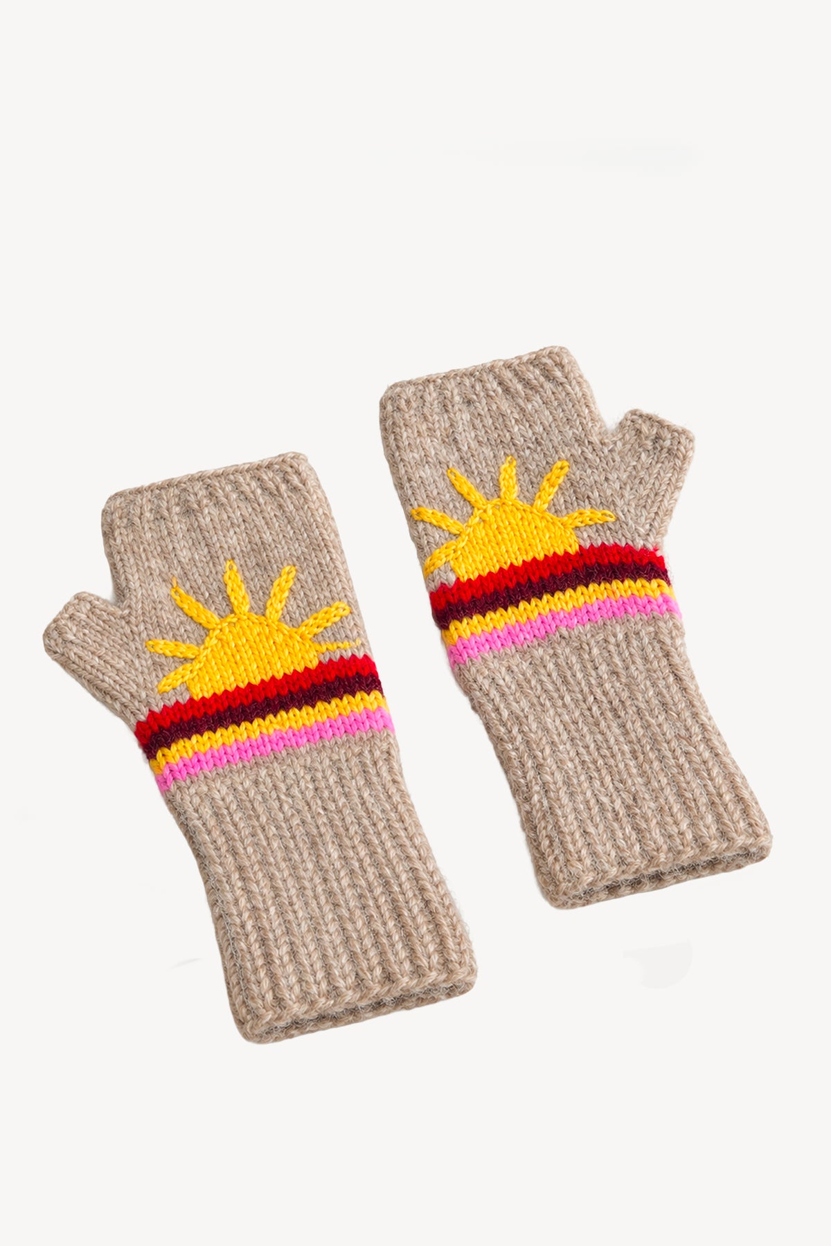 EMBROIDERED MITTENS BEIGE