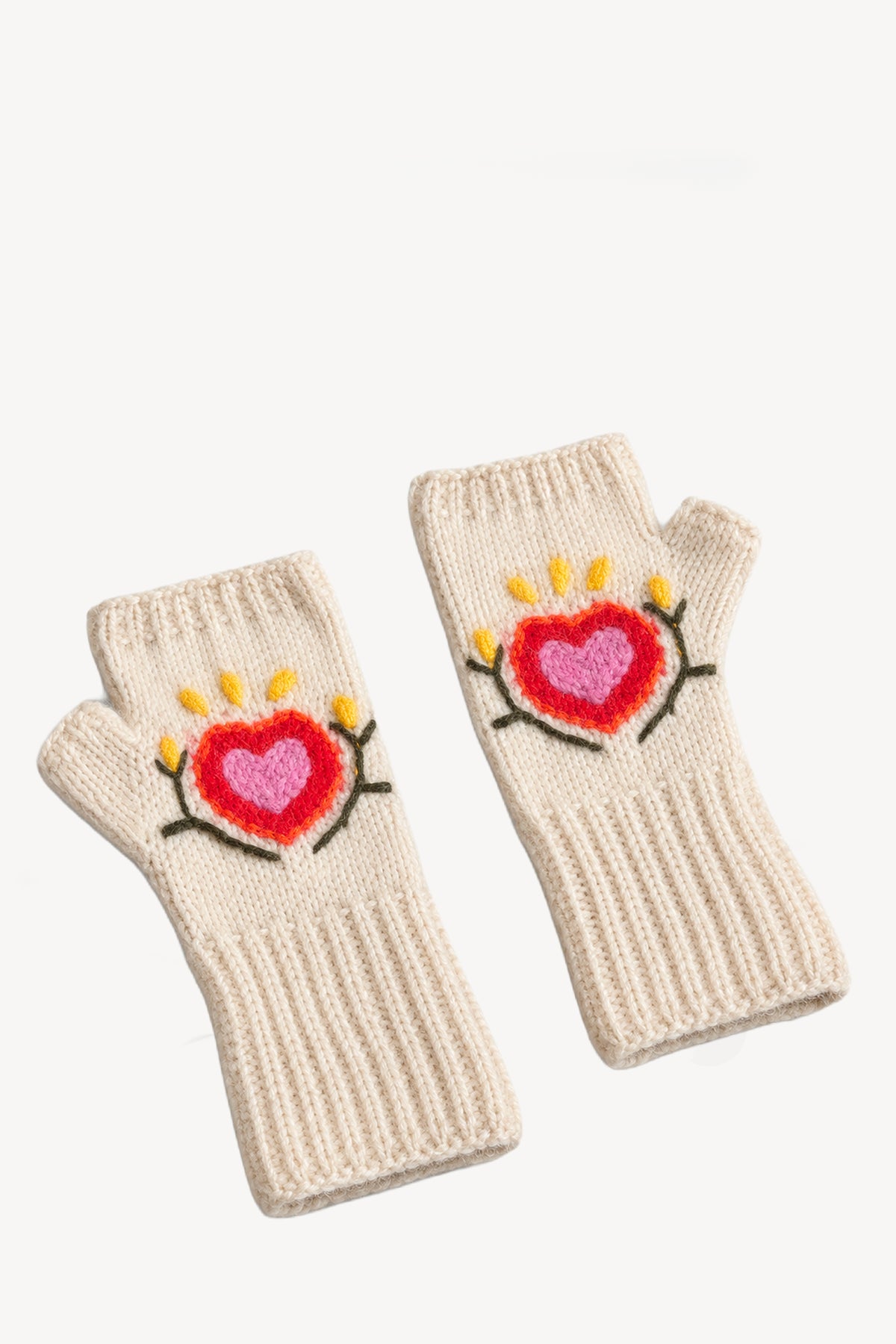 EMBROIDERED MITTENS WHITE