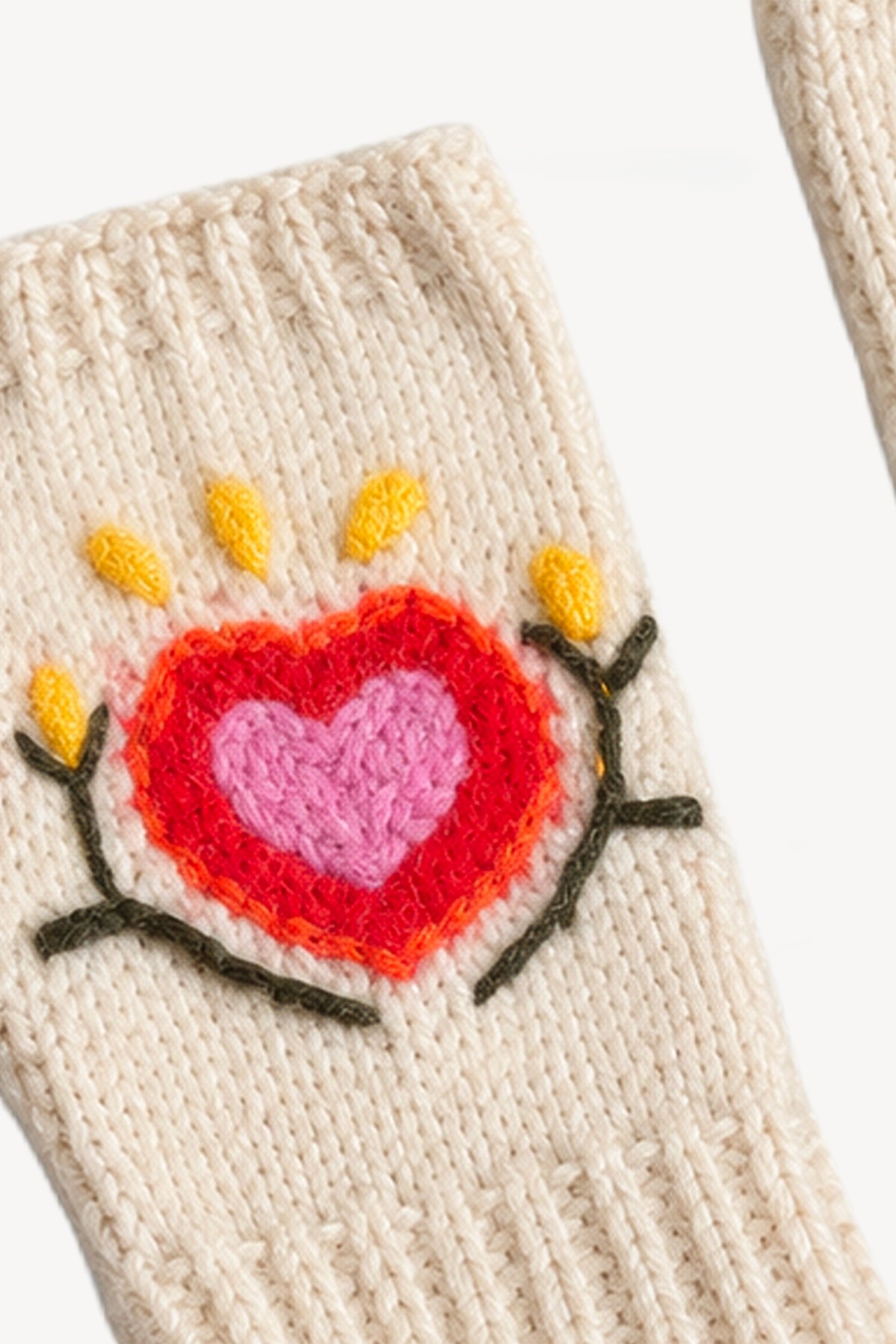 EMBROIDERED MITTENS WHITE