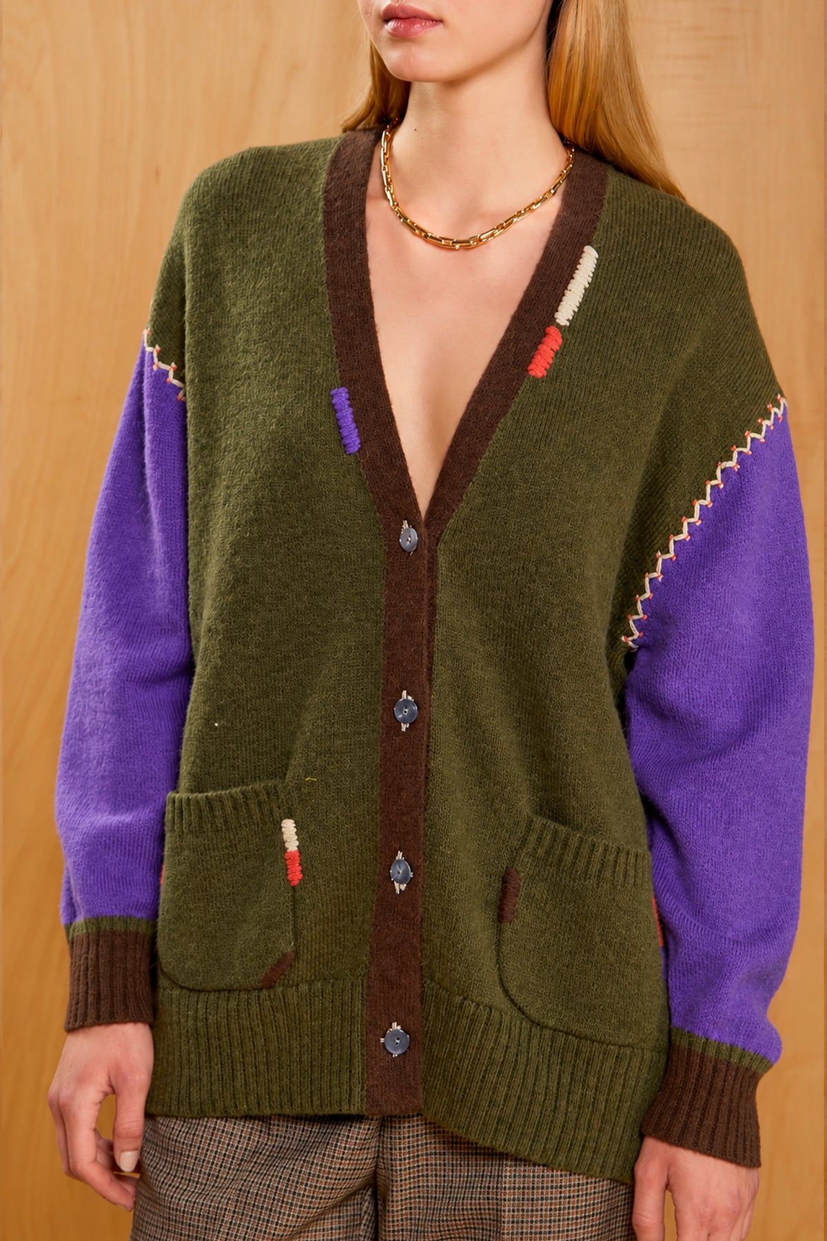 EMBROIDERED LONG CARDIGAN KHAKI