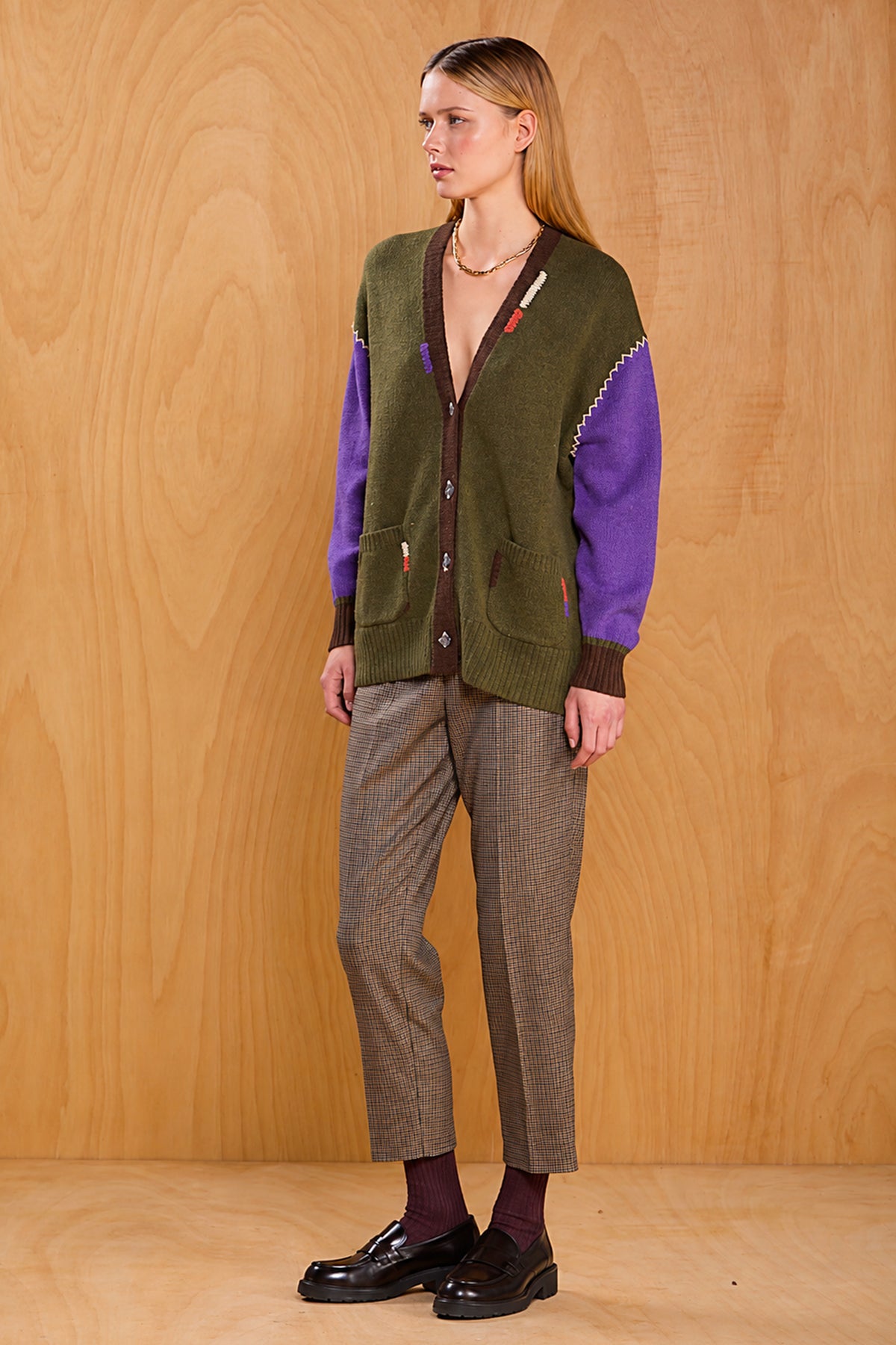 EMBROIDERED LONG CARDIGAN KHAKI
