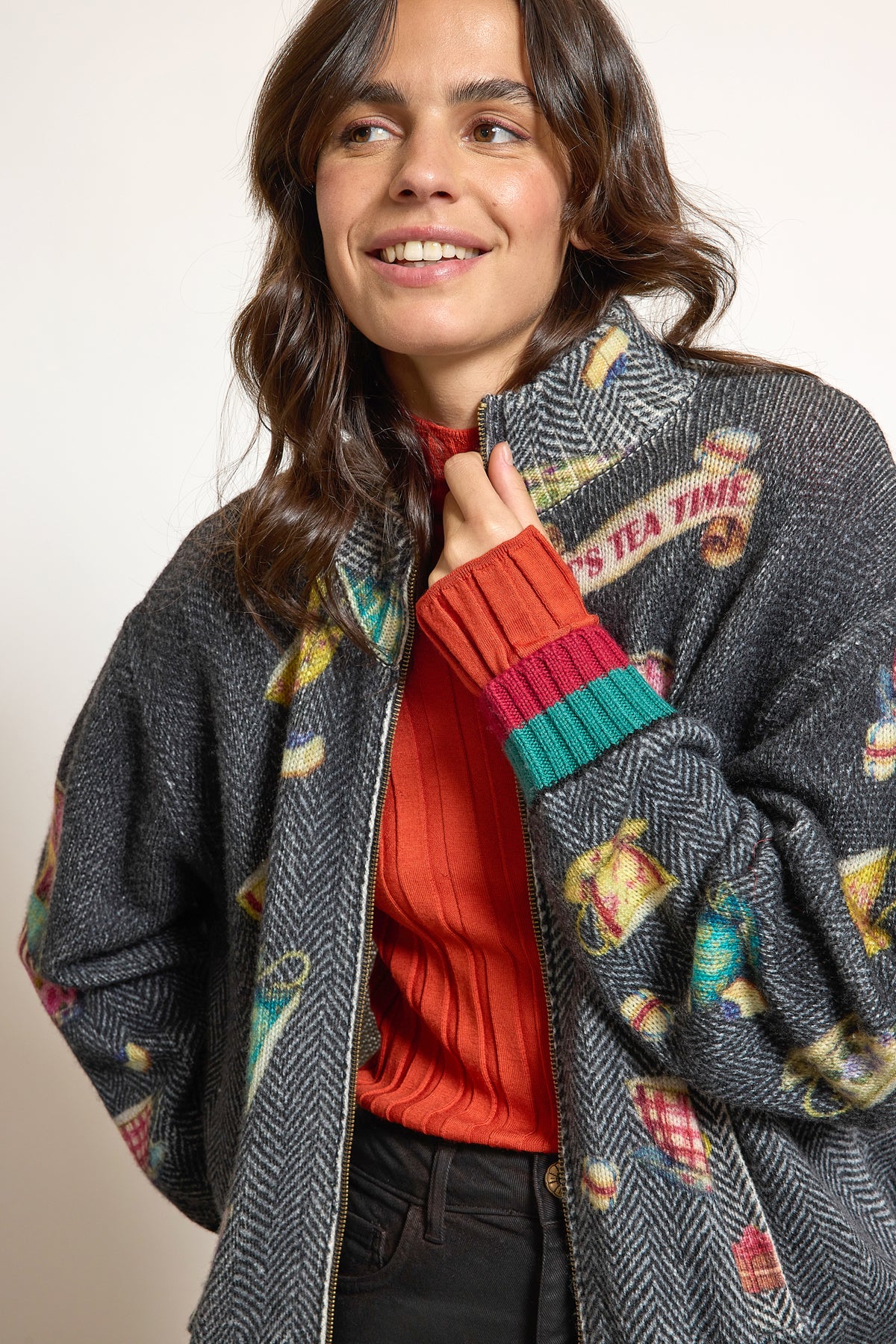 CARDIGAN TEA TIME EN LAINE GRIS