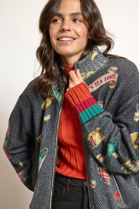 WOOL TEA TIME CARDIGAN GREY