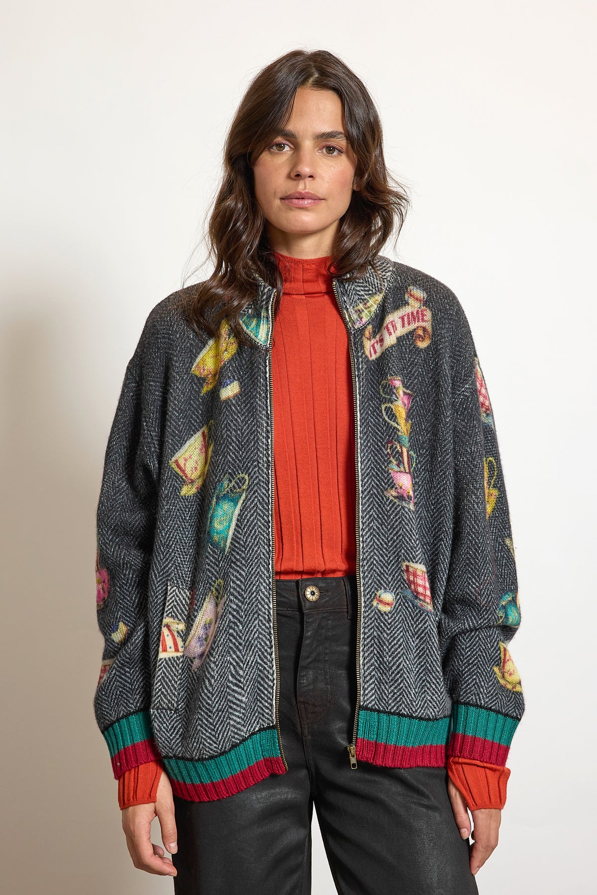 CARDIGAN TEA TIME EN LAINE GRIS