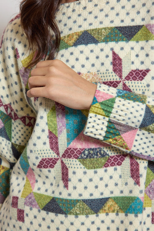 QUILT SWEATER MULTICOLORED