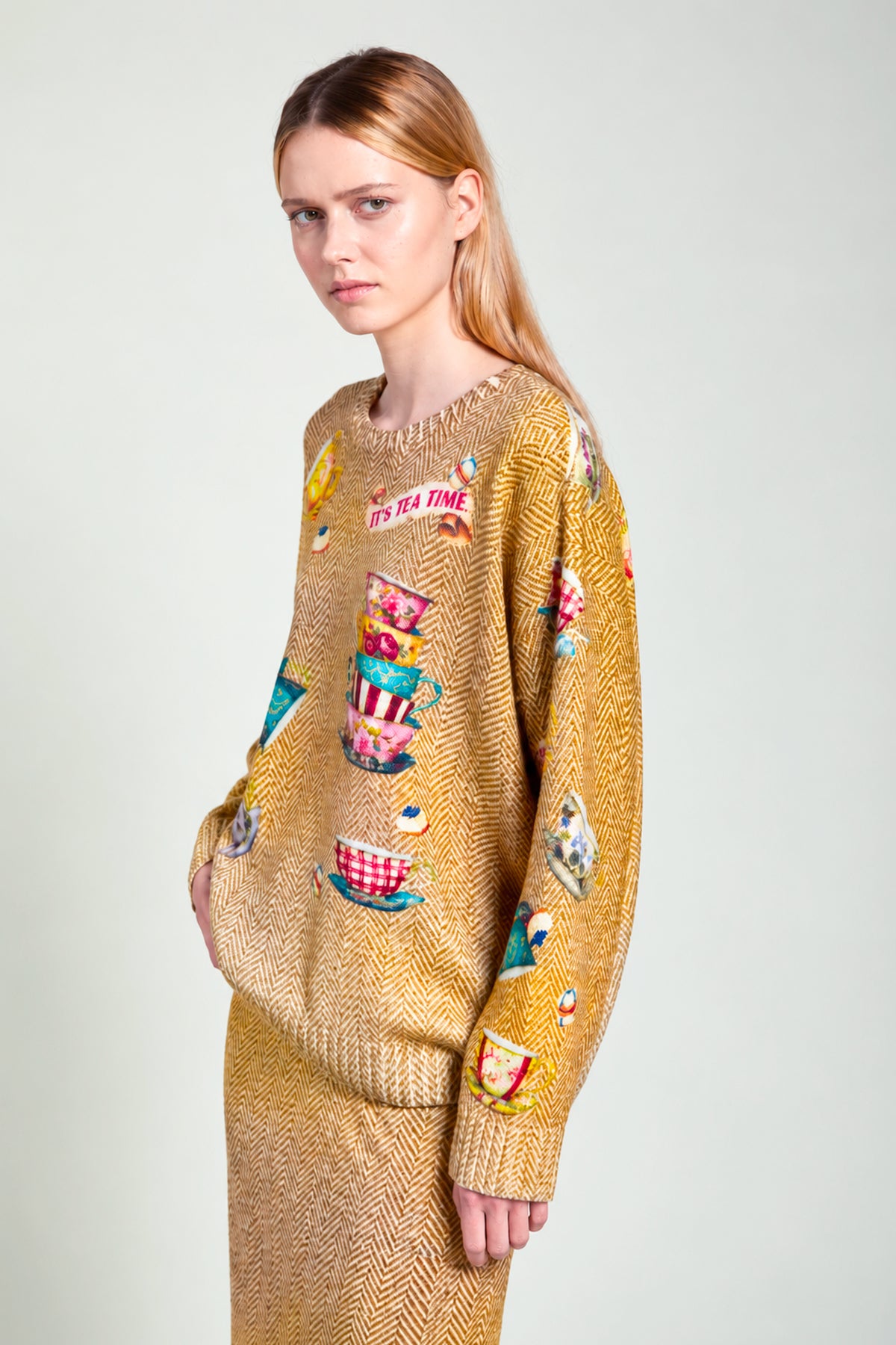 PULL TEA TIME EN LAINE BEIGE
