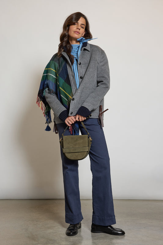 FLARE PANTS IN DRILL NAVY