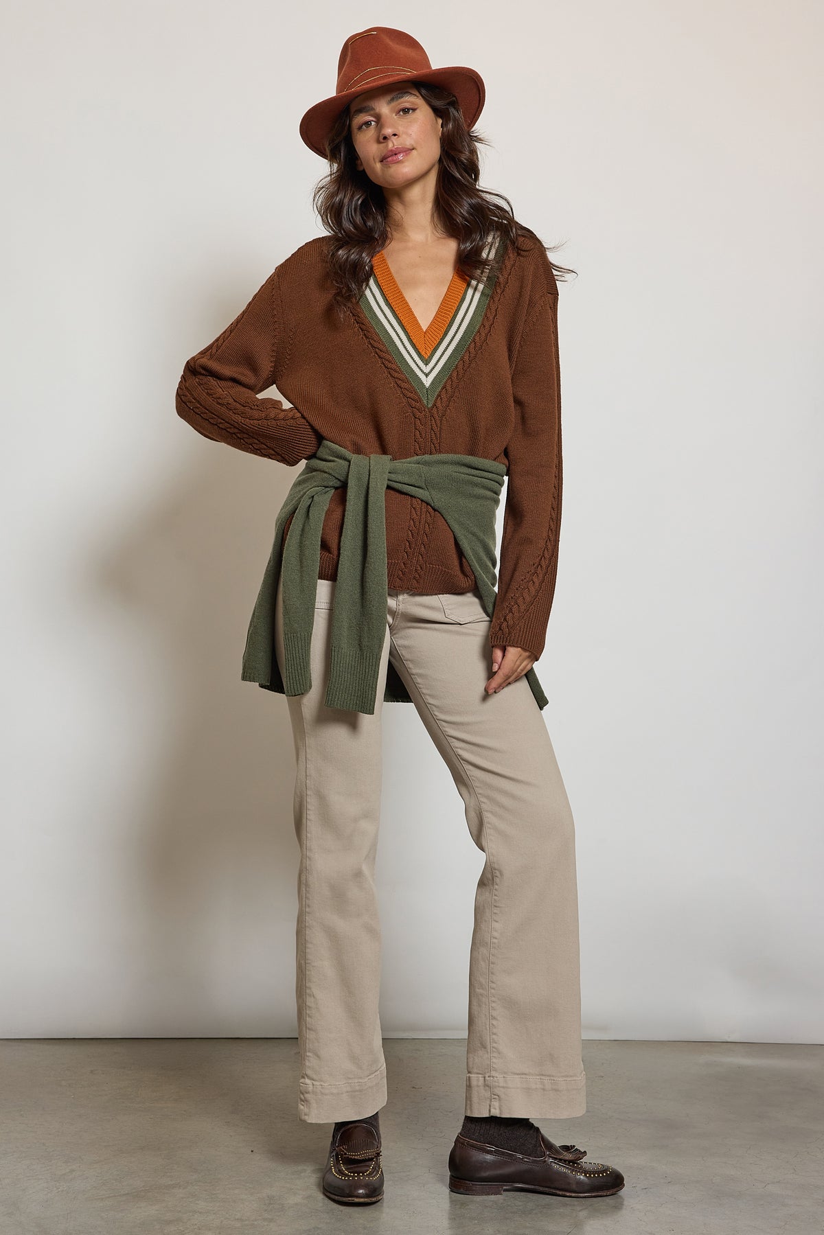 PANTALON FLARE EN DRILL SABLE
