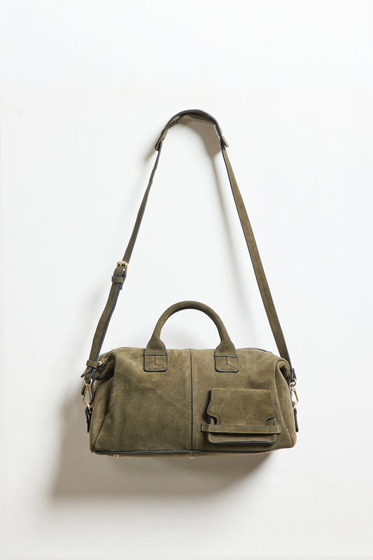 SUEDE BOWLING BAG KHAKI