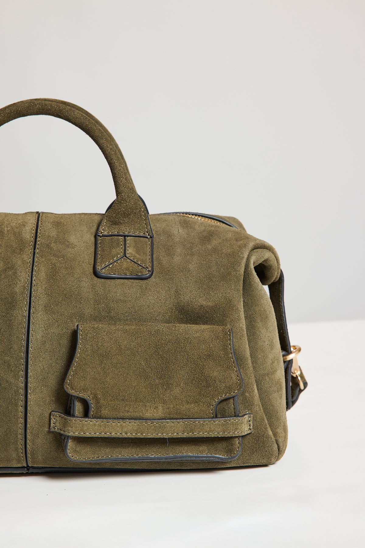 SUEDE BOWLING BAG KHAKI