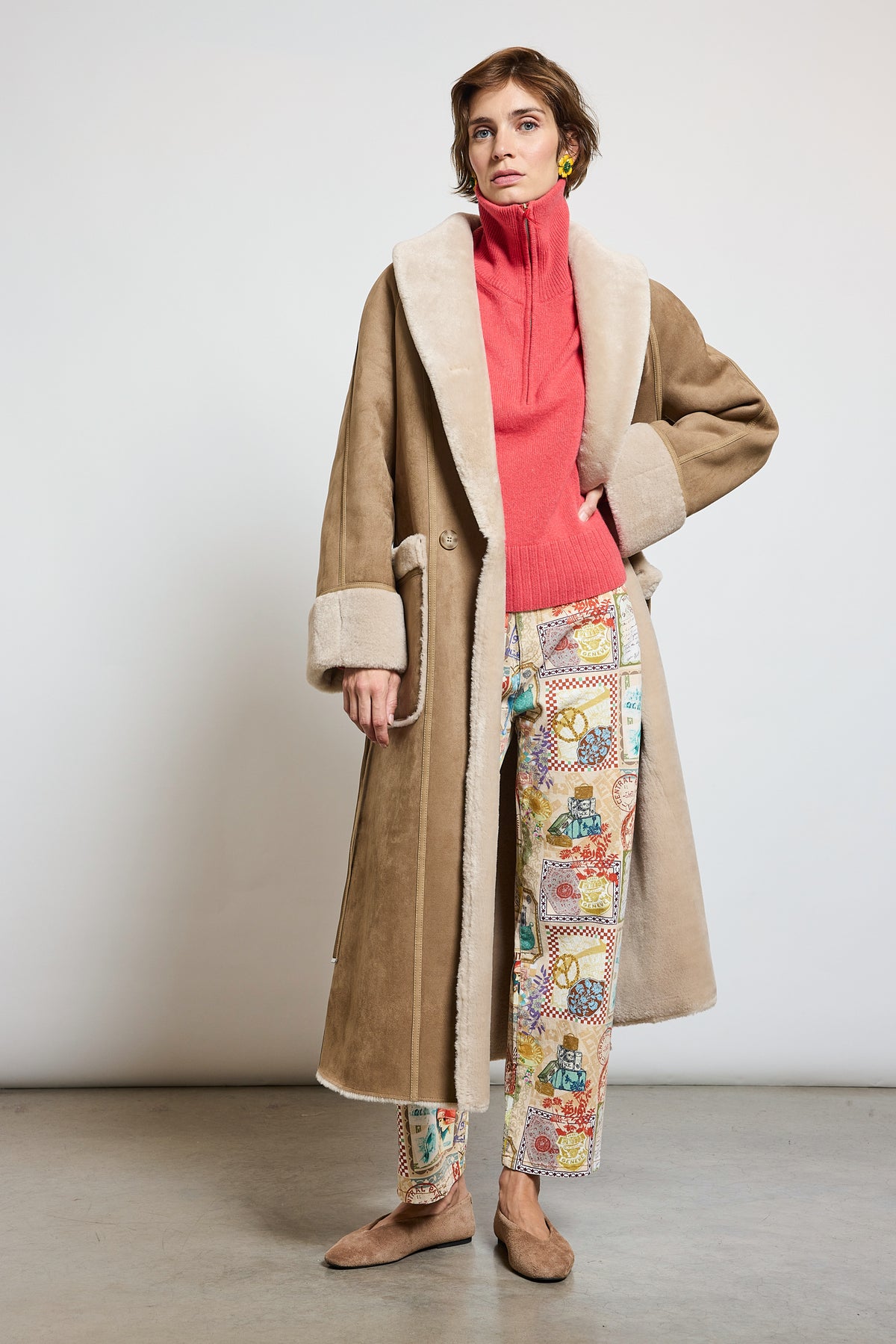 COAT IN FAUX FUR BEIGE