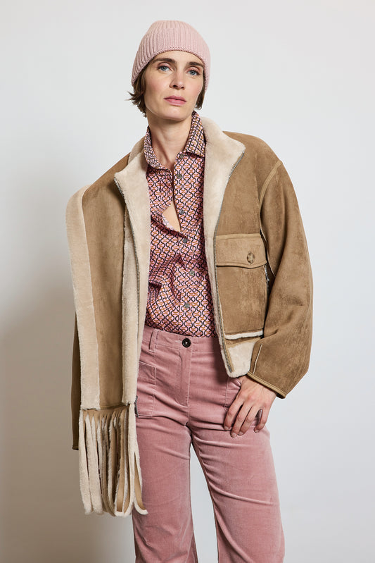 BLOUSON EN FAUSSE FOURRURE BEIGE