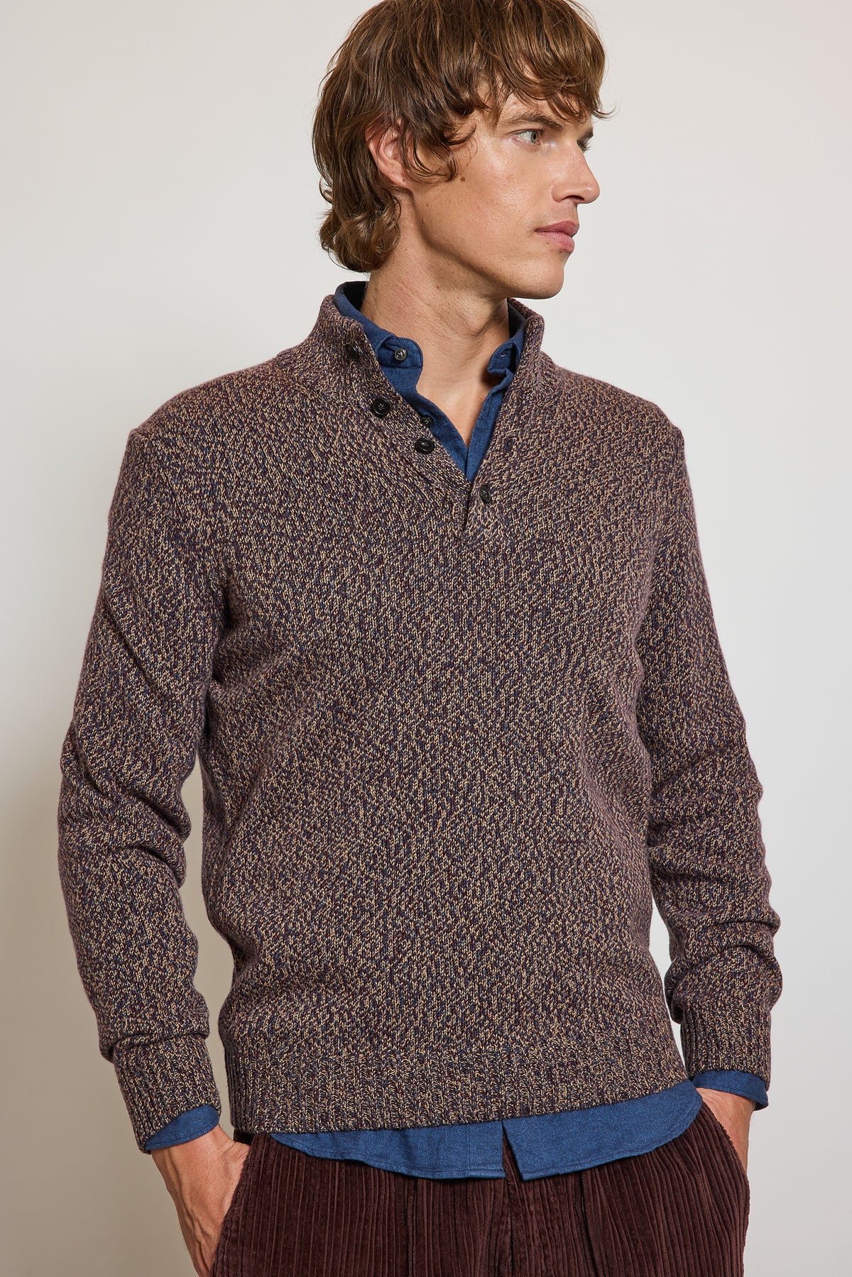 PULL EN LAINE ET CACHEMIRE AUBERGINE