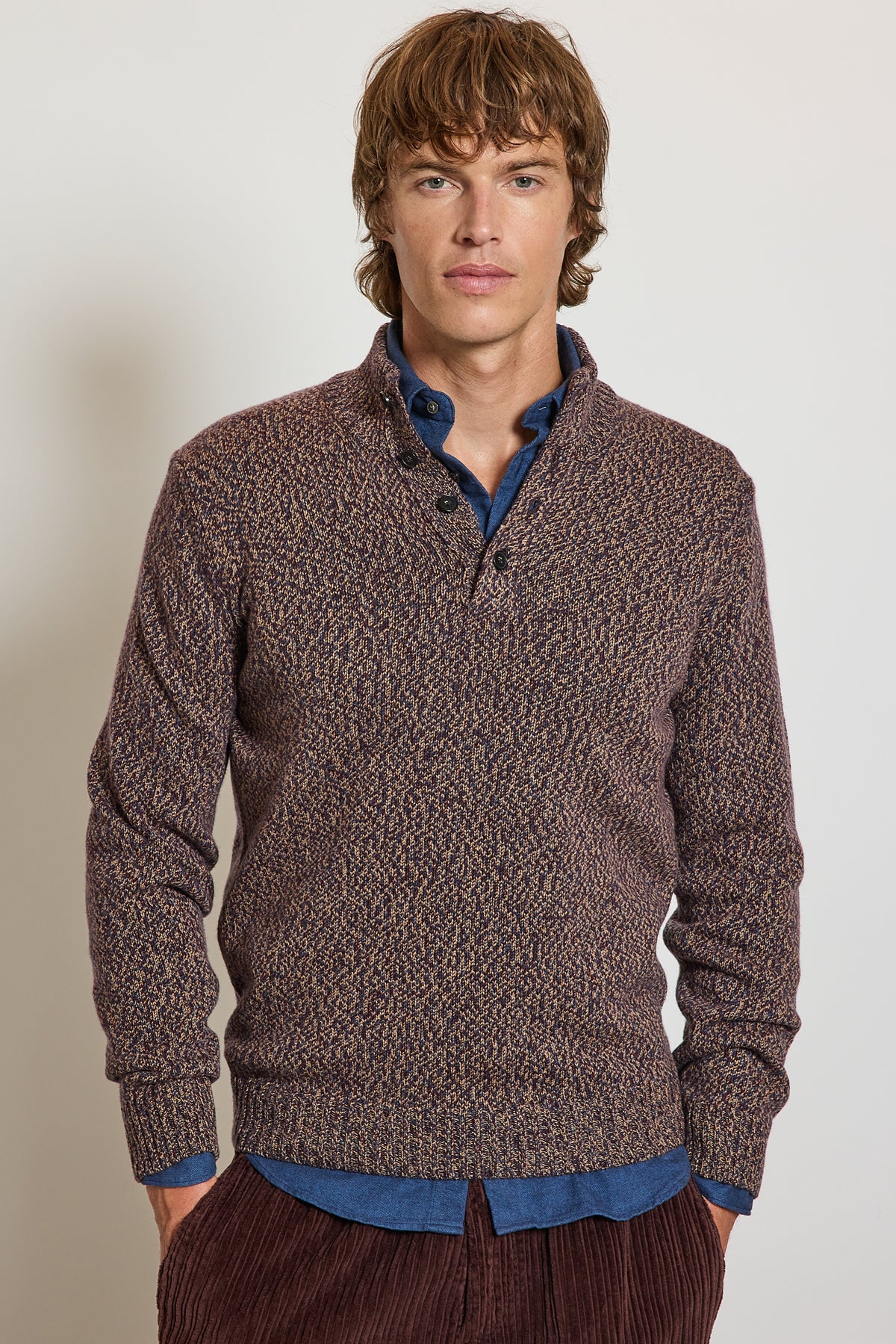 PULL EN LAINE ET CACHEMIRE AUBERGINE