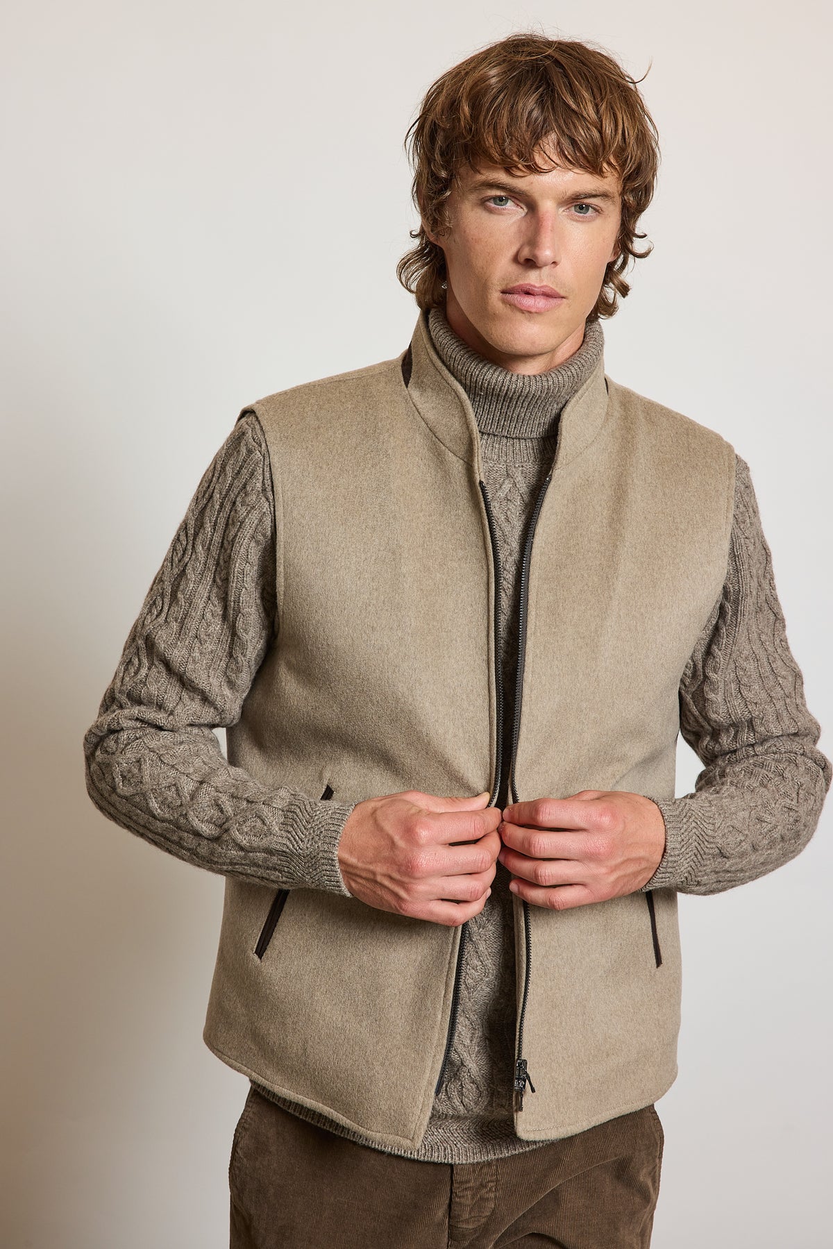 GILET JERSEY LAINE & CACHEMIRE TAUPE