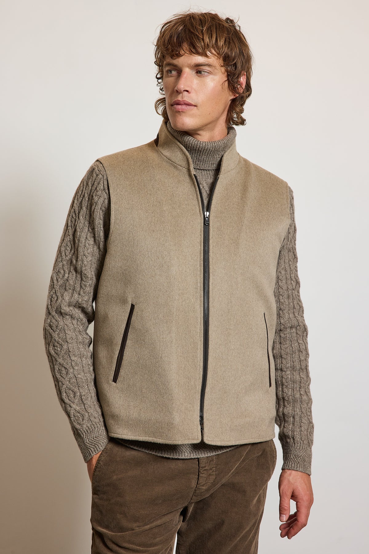 GILET JERSEY LAINE & CACHEMIRE TAUPE