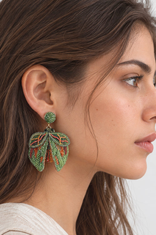 BOUCLE D'OREILLE PAPILLON VERTE