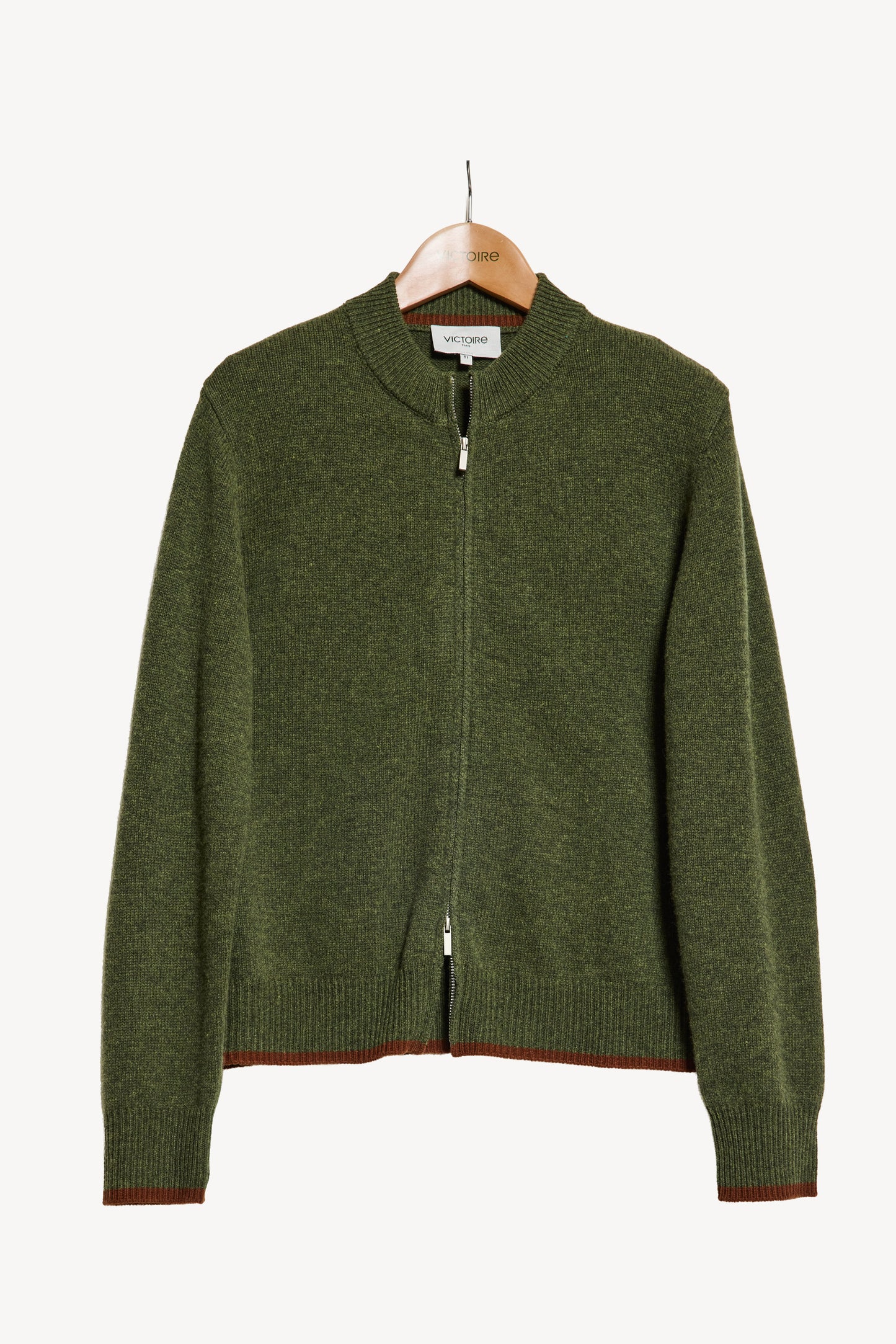 CARDIGAN BICOLORE EN LAINE KAKI