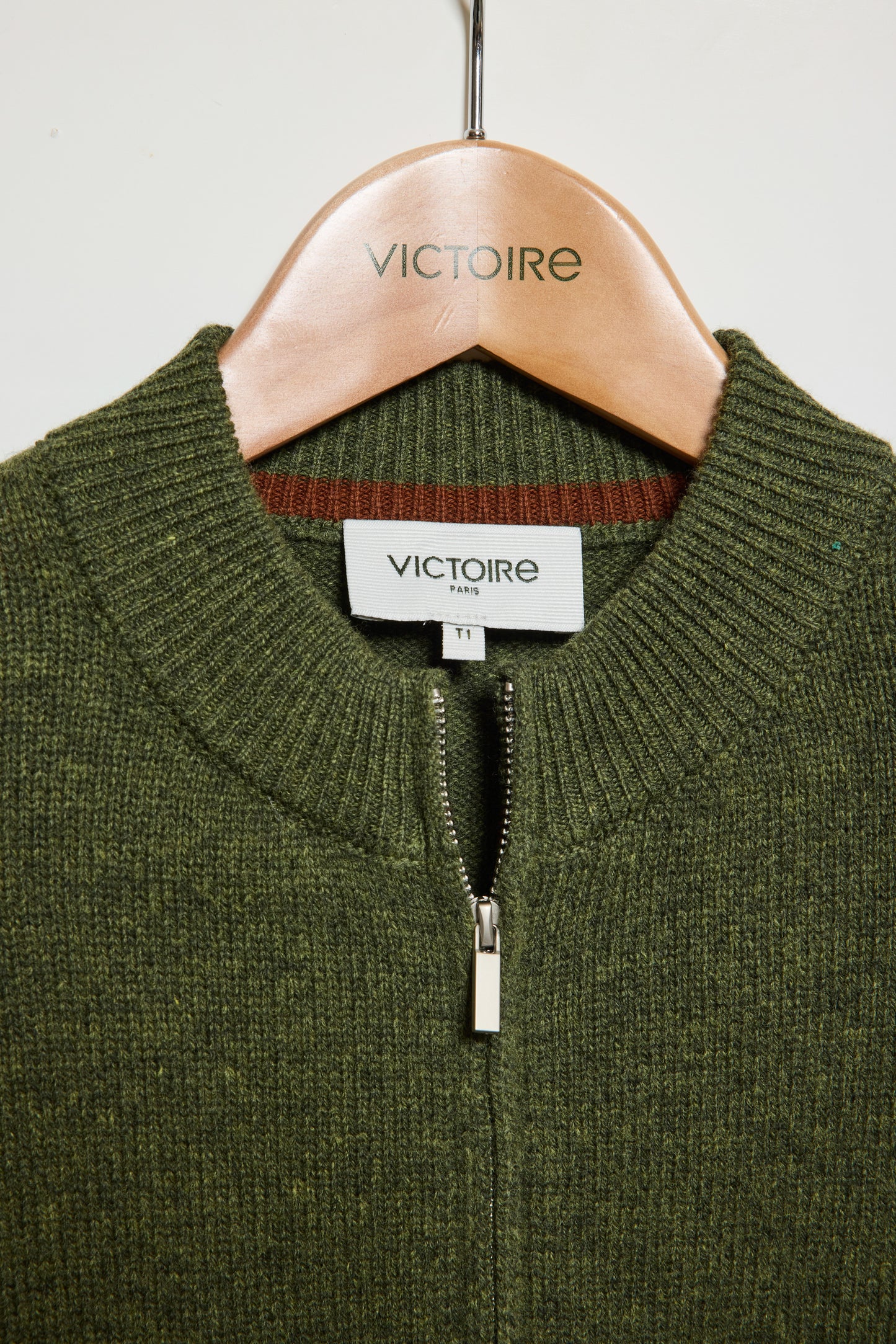 CARDIGAN BICOLORE EN LAINE KAKI