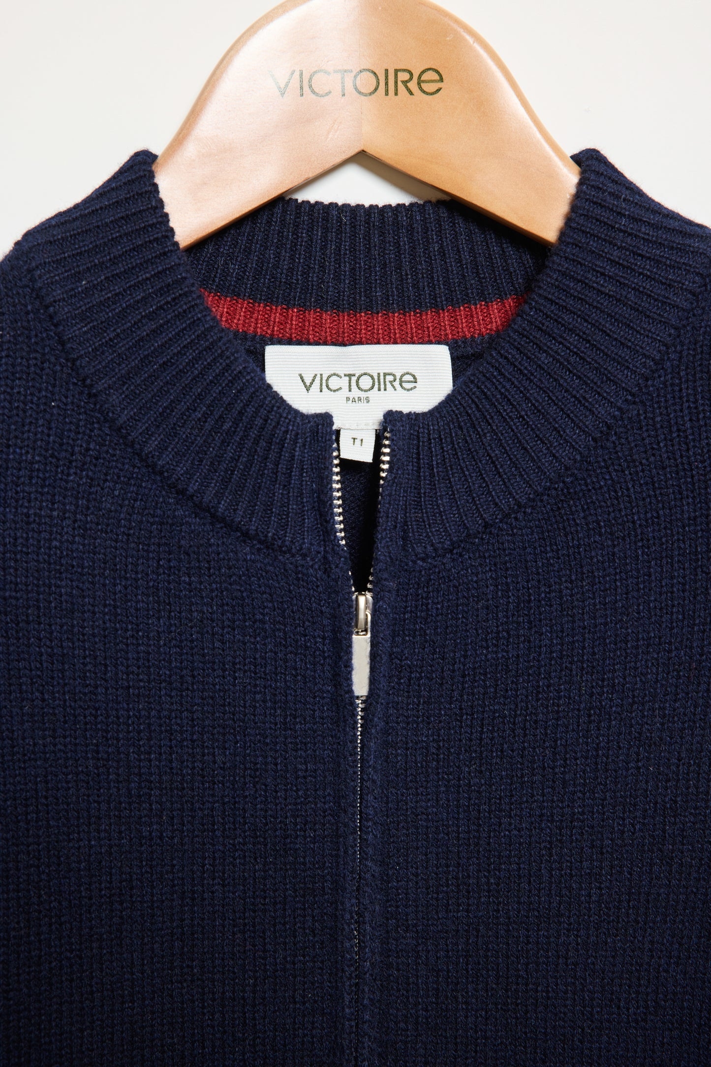 CARDIGAN BICOLORE EN LAINE MARINE