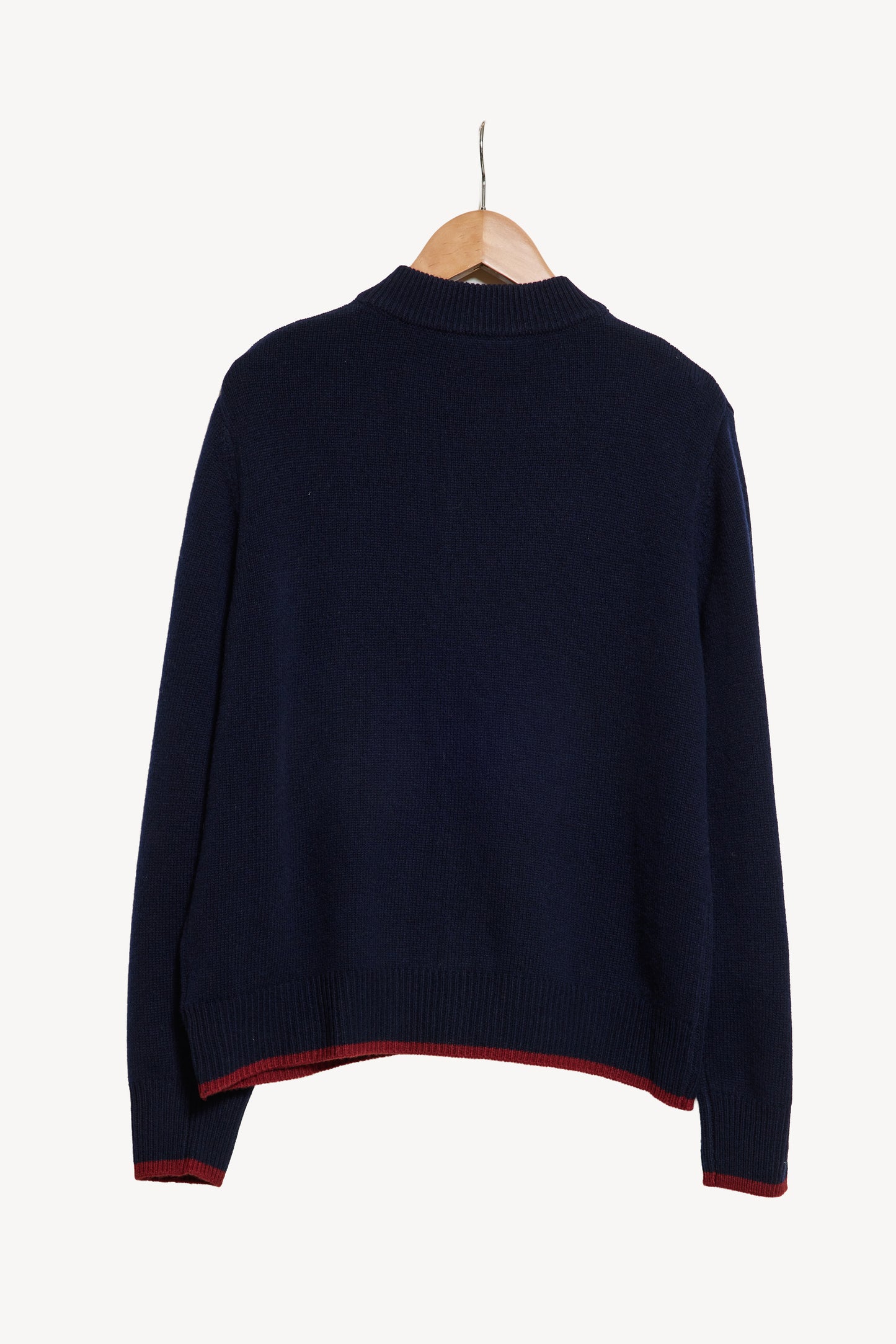 CARDIGAN BICOLORE EN LAINE MARINE