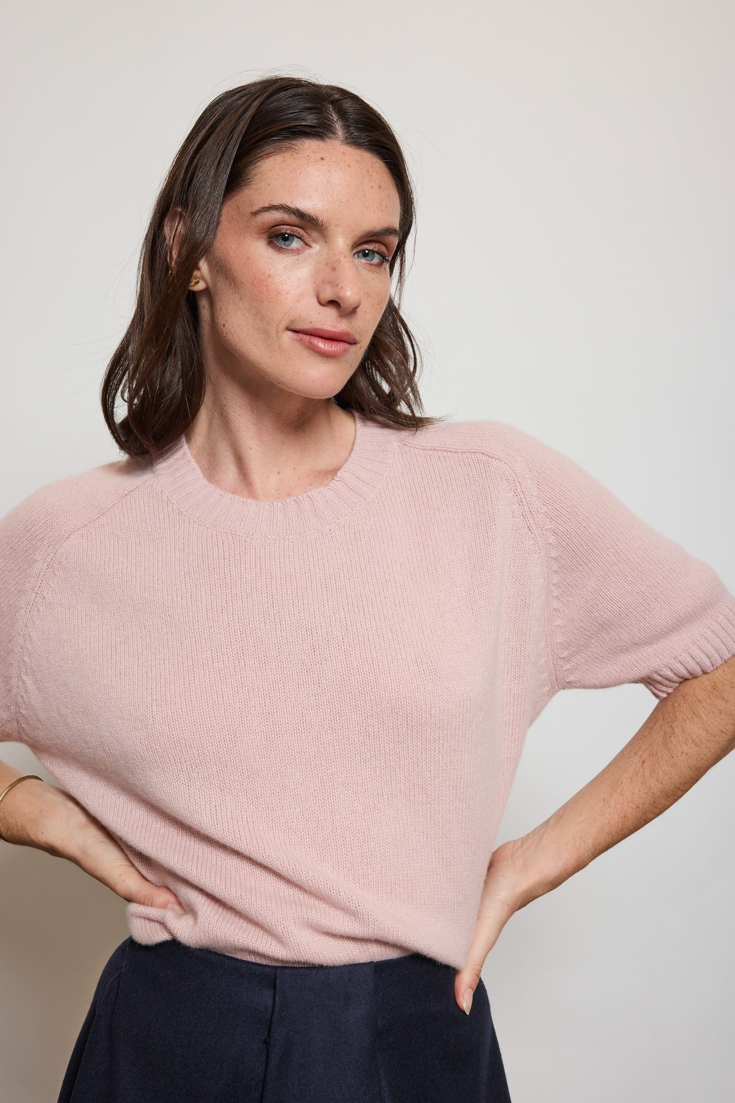 T-SHIRT EN CACHEMIRE ROSE