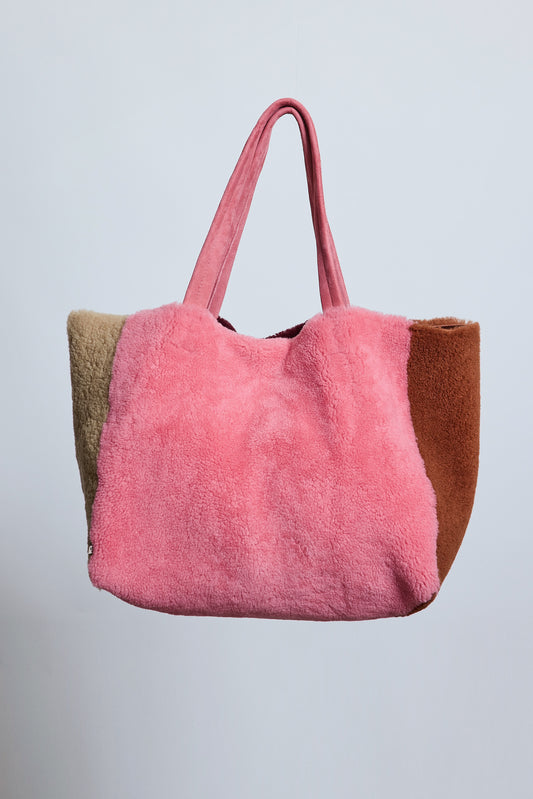 CABAS EN MOUTON ROSE