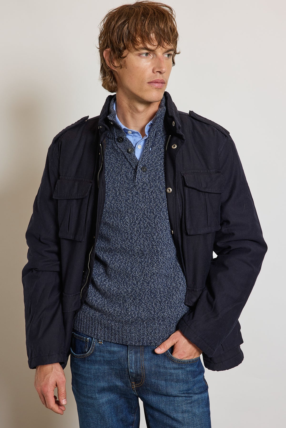 SAHARIENNE EN GABARDINE MARINE