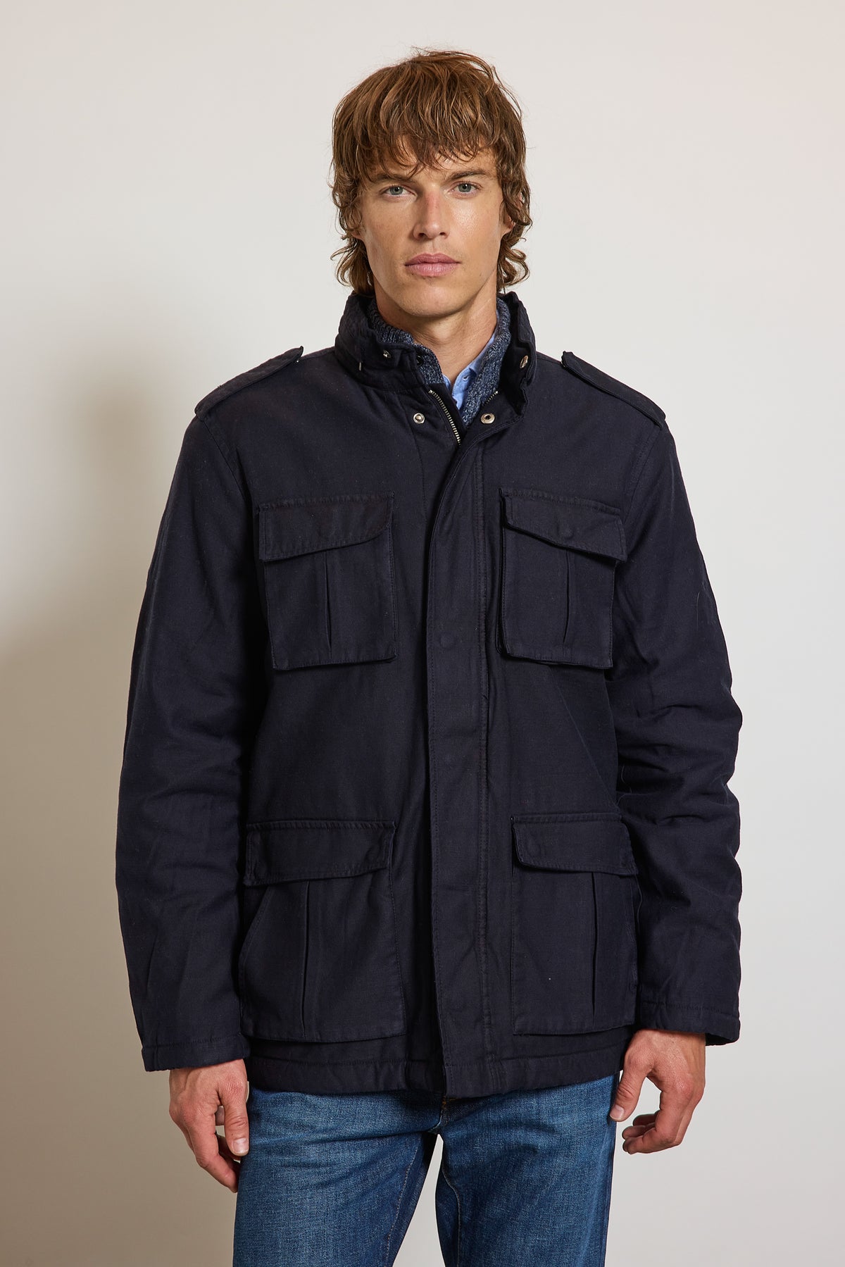 SAHARIENNE EN GABARDINE MARINE