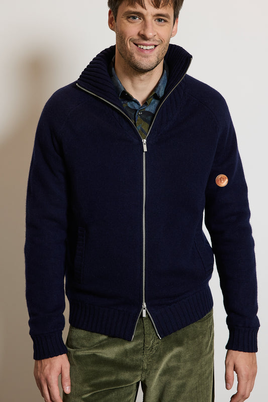 BLOUSON EN MAILLE MARINE