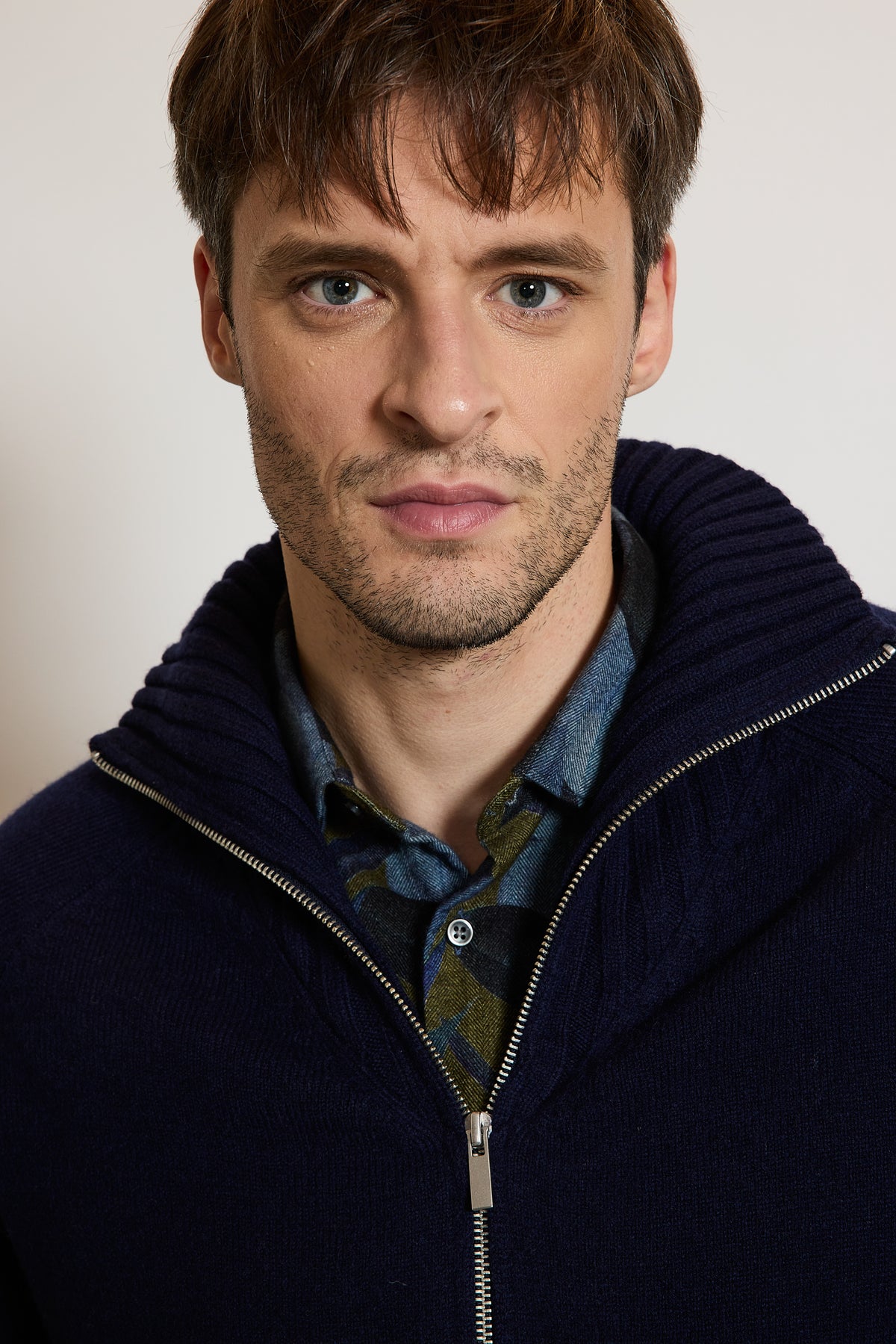 BLOUSON EN MAILLE MARINE