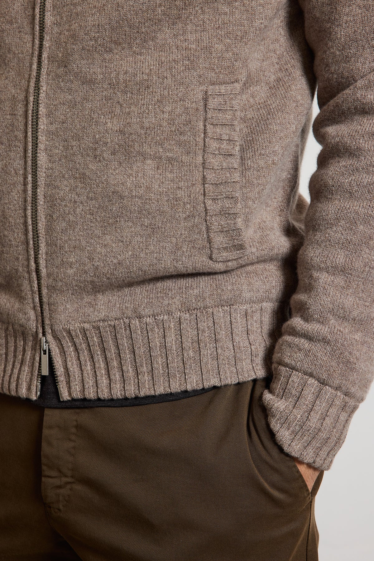BLOUSON EN MAILLE TAUPE