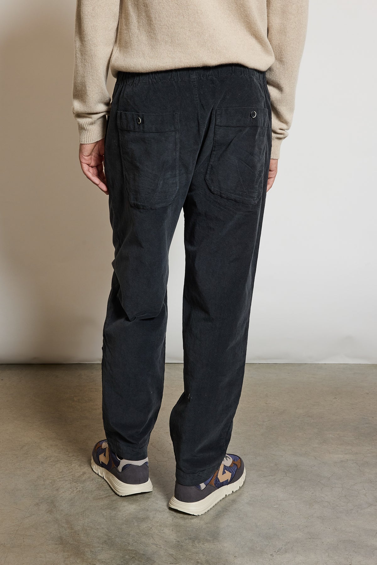 PANTALON VELOURS LISSE ACIER