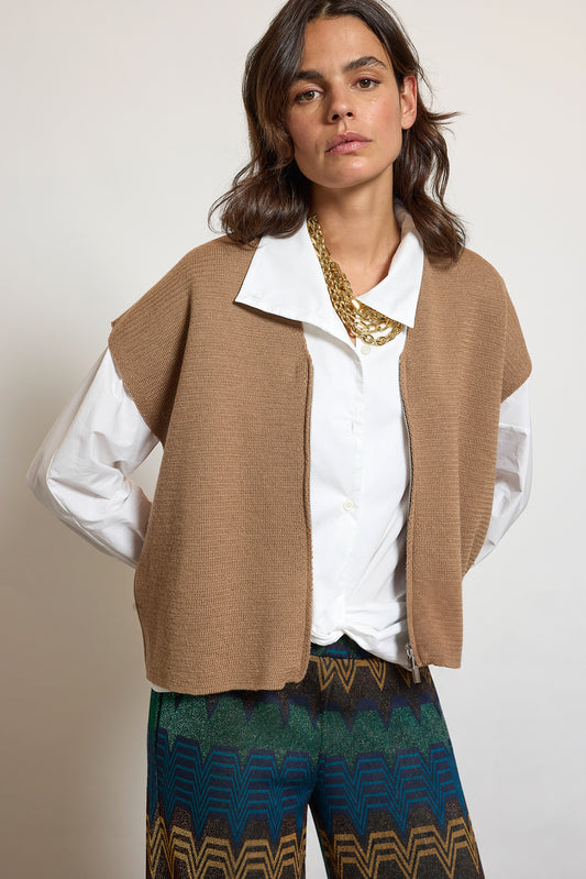 ZIP VEST CAMEL