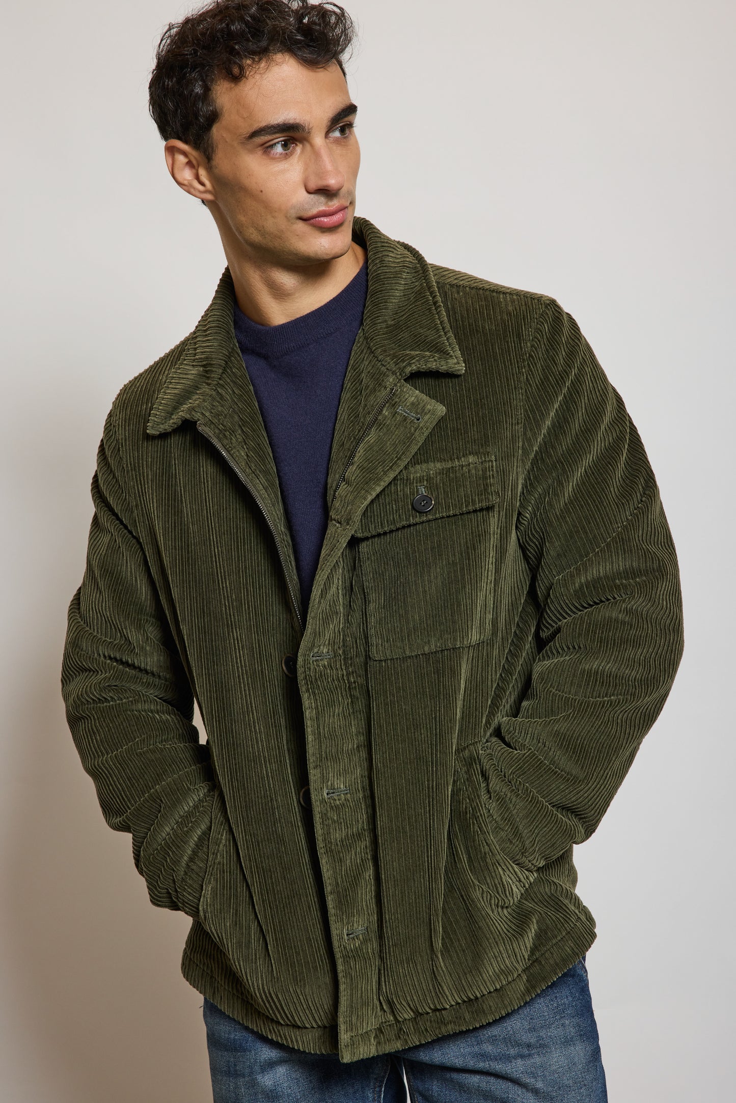 BLOUSON VELOURS CÔTELÉ VERT ANGLAIS